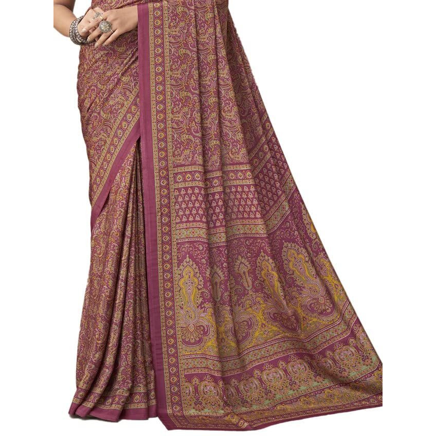 SIRIL Womens Printed Silk Crepe Saree with Unstitched Blouse Piece(2854S2401_Pink)