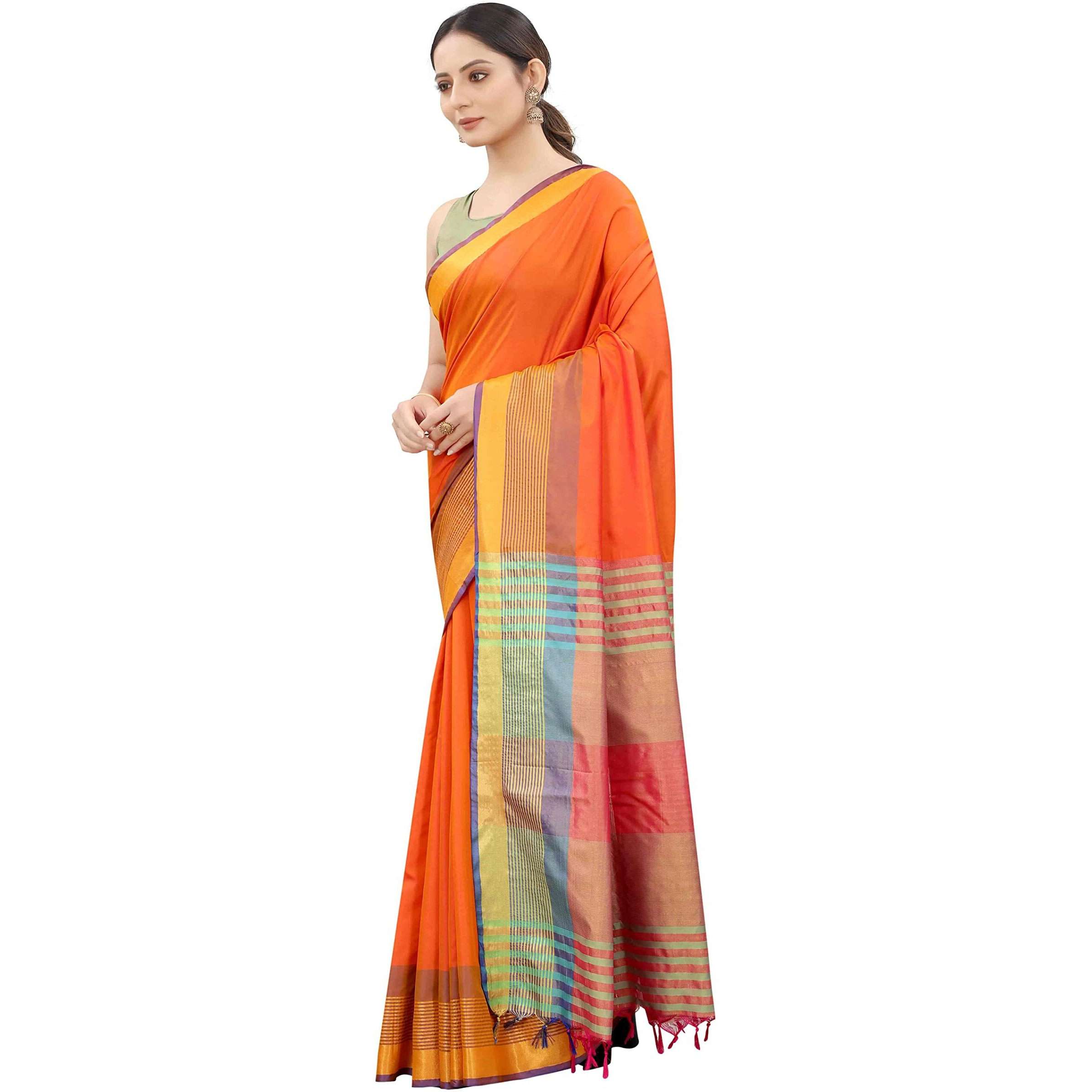 Enthone Womens Uppada Art Silk Saree With Blouse Piece (SZ-AURA2-ORG-762_Orange)