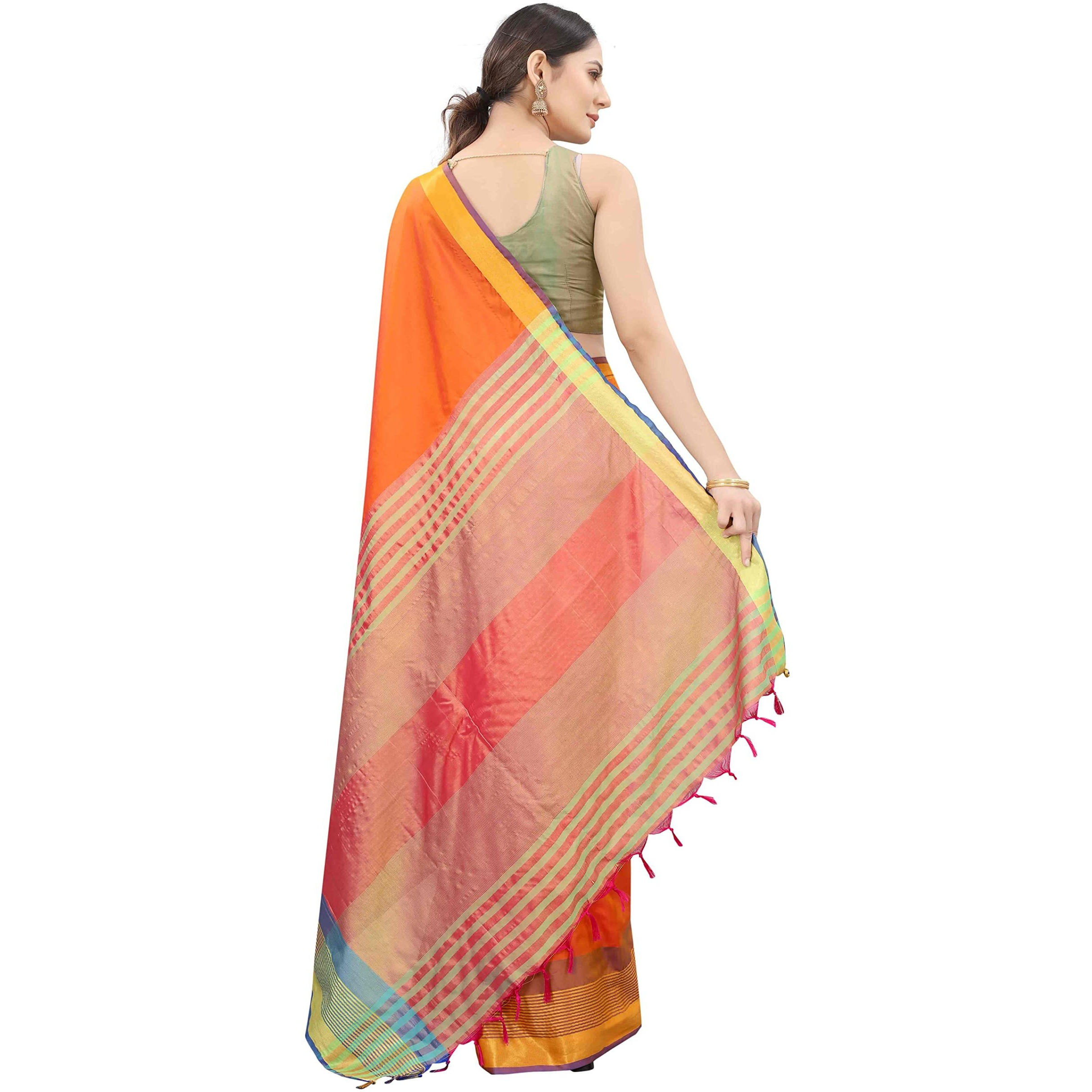 Enthone Womens Uppada Art Silk Saree With Blouse Piece (SZ-AURA2-ORG-762_Orange)