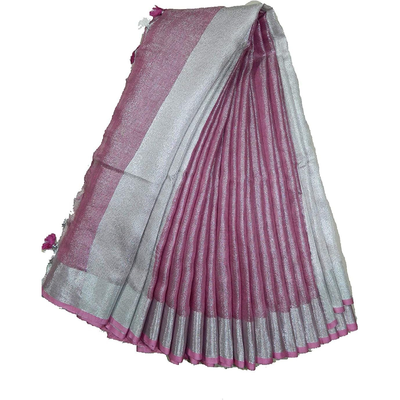 HAIDER ALI AND SONS Pure Tissue Linen Ethnic Wear Saree For Womens (With Blouse) (PURPLE)