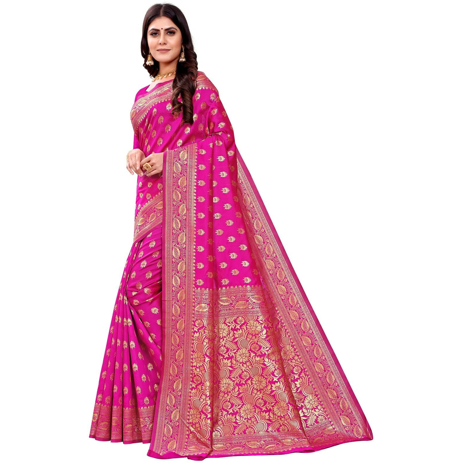 Sugathari Womens Banarasi Saree Pure Kanjivaram Silk Saree Soft new ladies 2023 Design Wear Pattu Sarees Latest Cotton Party Sari collections With Blouse Piece for Wedding sadi (PARI S-1 PINK)