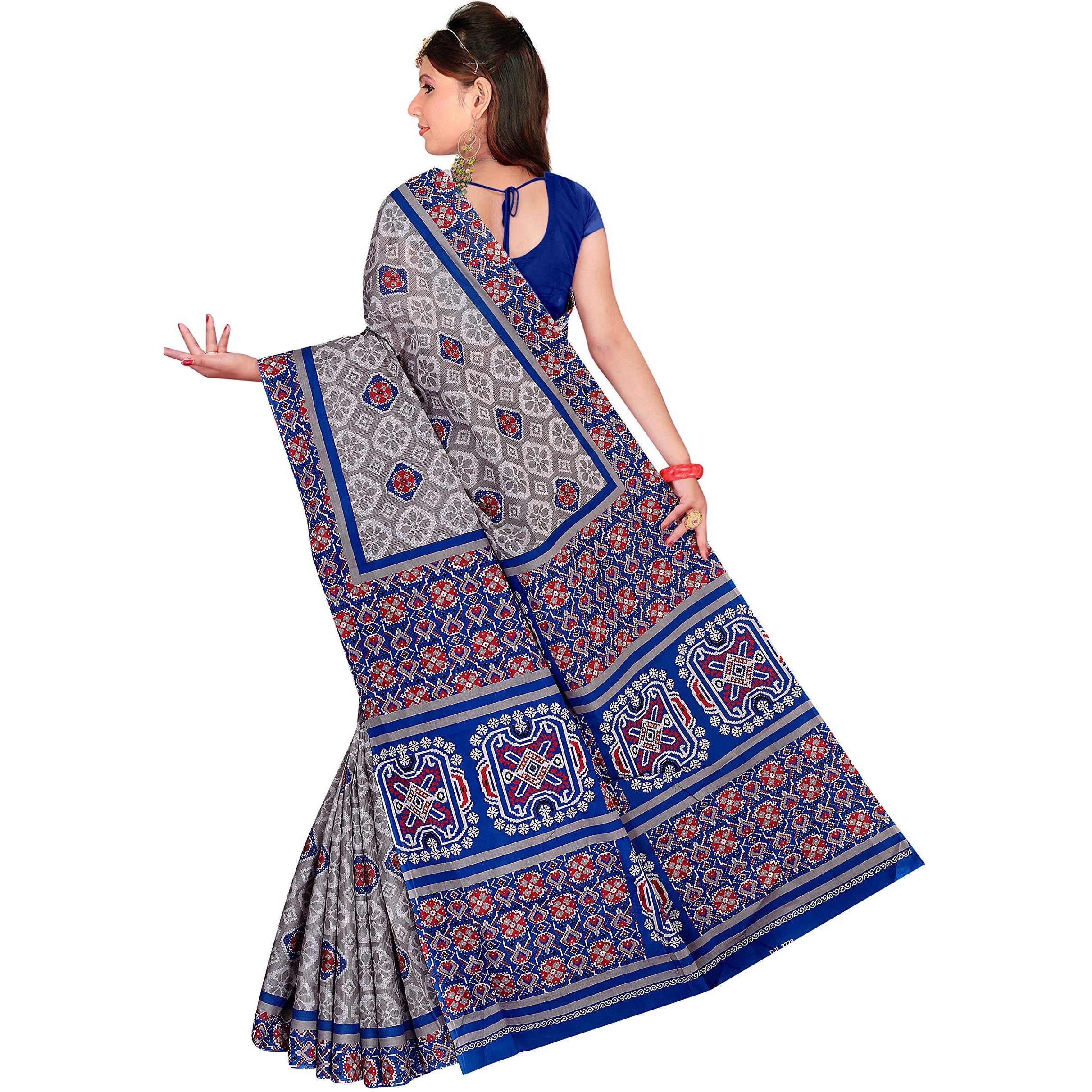 TAMAIRA FASHION Womens Plain Weave Pure Cotton Saree Without Blouse Piece (2229_Grey_Malmal)