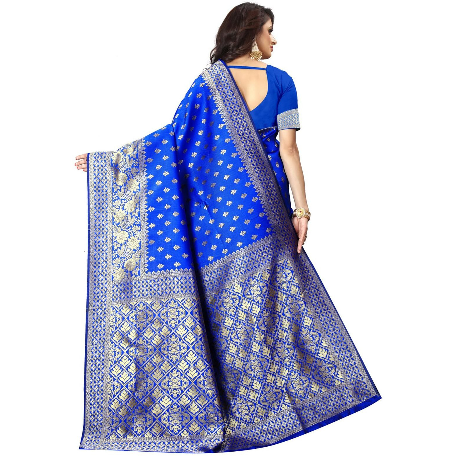 Sugathari Womens Banarasi Saree Pure Kanjivaram Silk Saree Soft new ladies 2023 Design Wear Pattu Sarees Latest Cotton Party Sari collections With Blouse Piece for Wedding sadi (PARI 73 R BLUE)