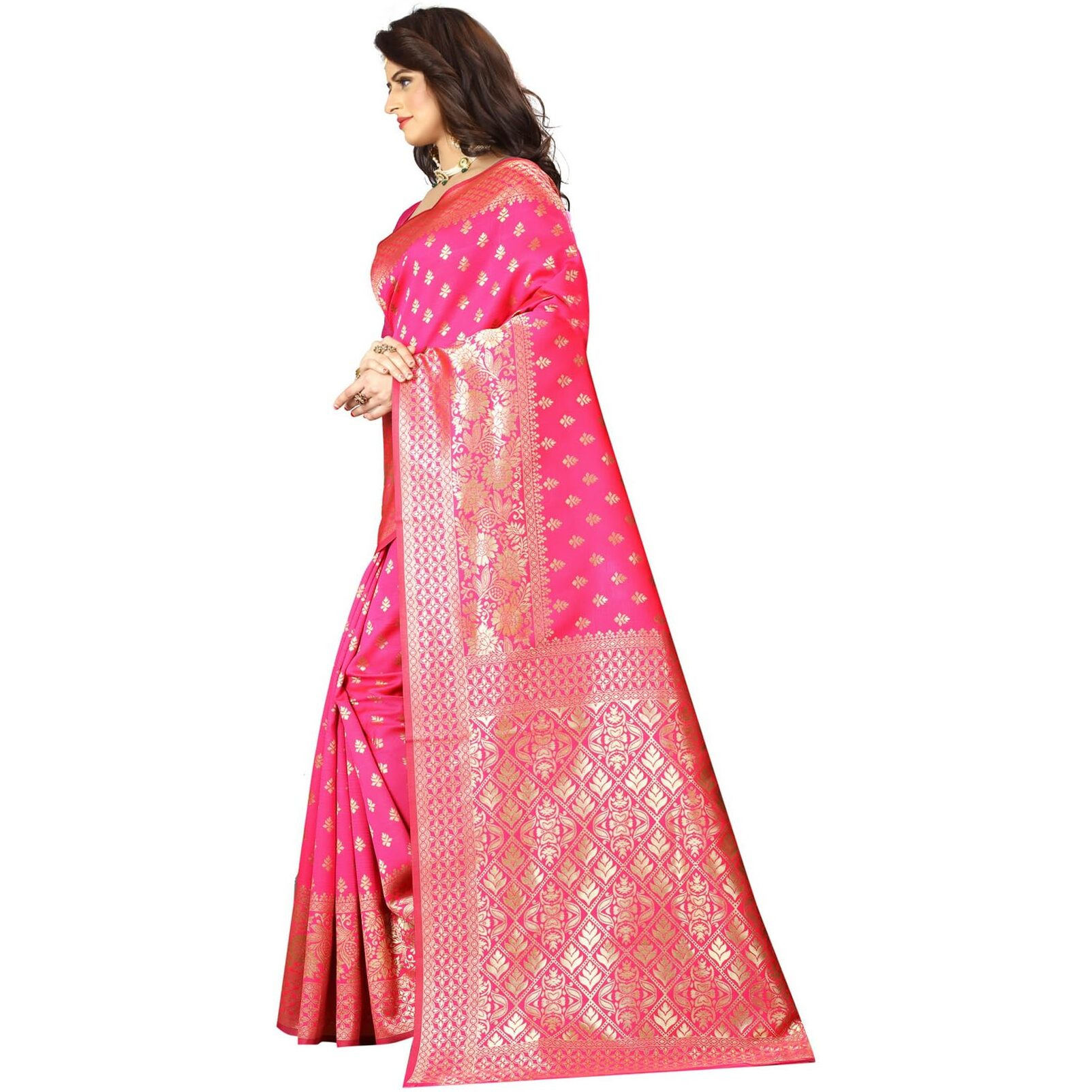 Sugathari Womens Banarasi Saree Pure Kanjivaram Silk Saree Soft new ladies 2023 Design Wear Pattu Sarees Latest Cotton Party Sari collections With Blouse Piece for Wedding sadi (PARI 73 PINK)