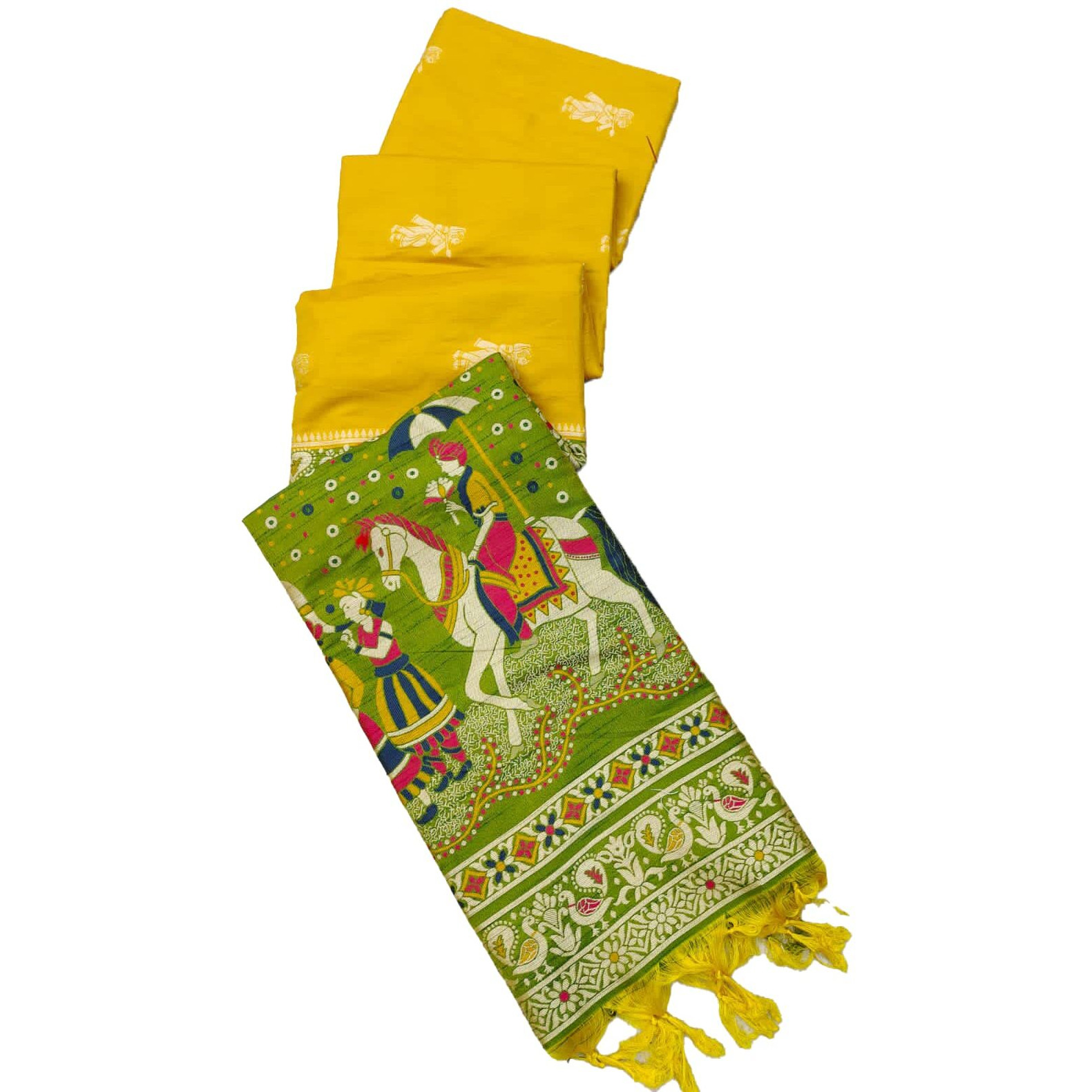 NK Textiles Womens Raw Silk Saree (C54ISH1004_Yellow)