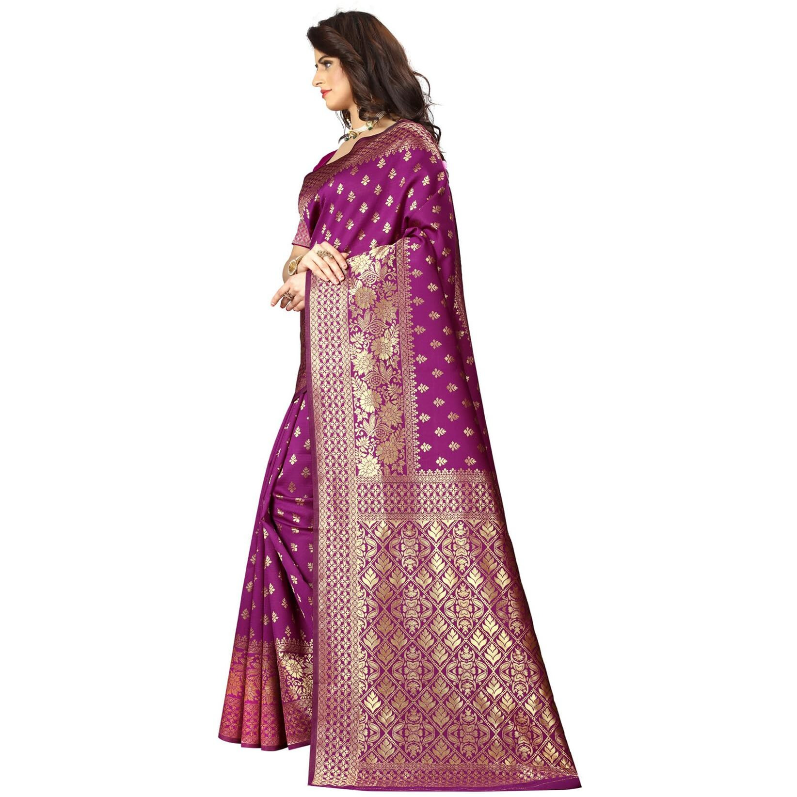 Sugathari Womens Banarasi Saree Pure Kanjivaram Silk Saree Soft new ladies 2023 Design Wear Pattu Sarees Latest Cotton Party Sari collections With Blouse Piece for Wedding sadi (PARI 73 PURPLE)
