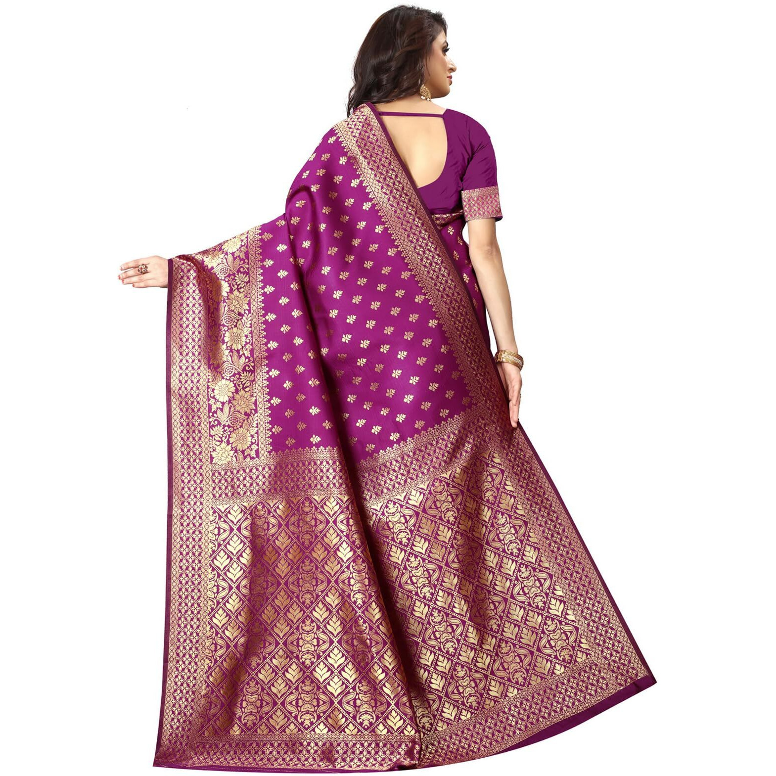 Sugathari Womens Banarasi Saree Pure Kanjivaram Silk Saree Soft new ladies 2023 Design Wear Pattu Sarees Latest Cotton Party Sari collections With Blouse Piece for Wedding sadi (PARI 73 PURPLE)