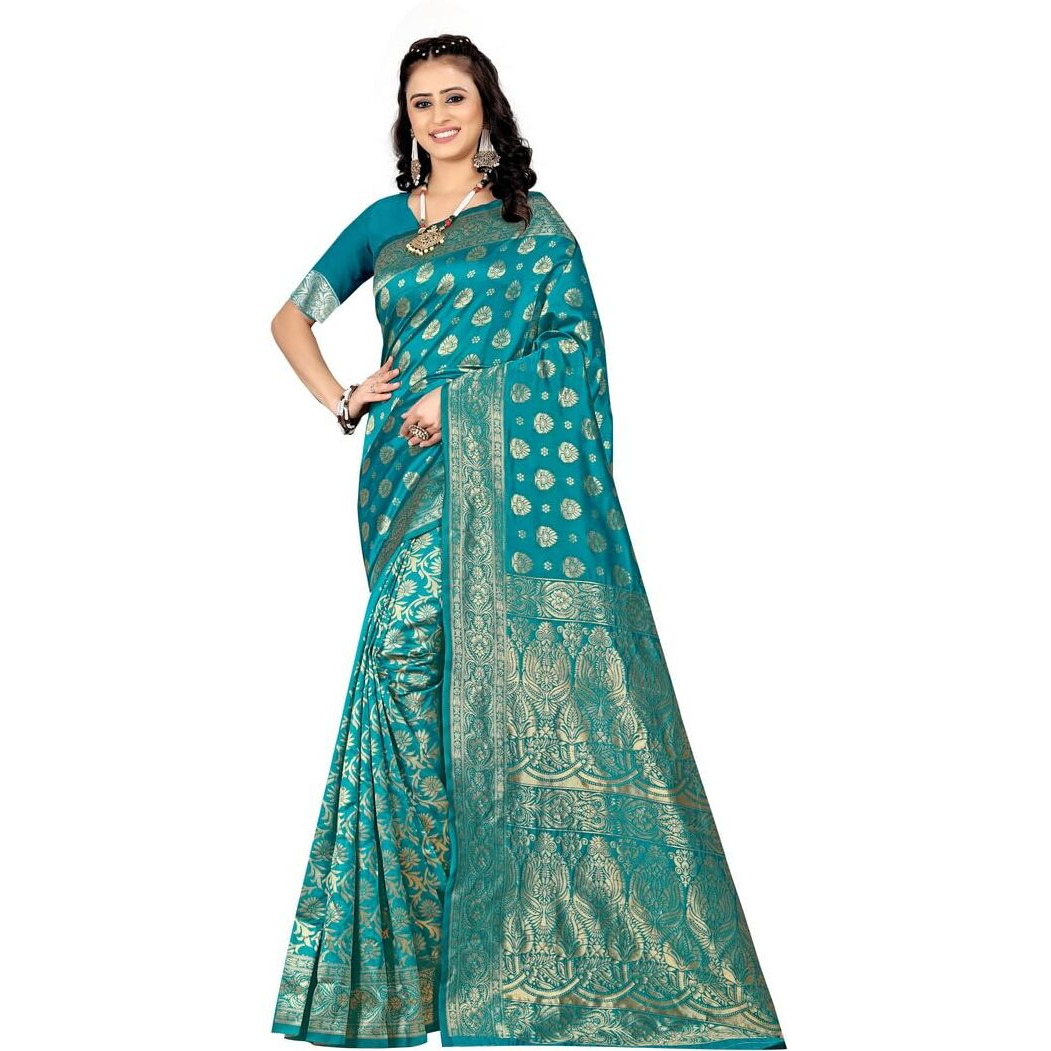 Sugathari Womens Banarasi Saree Pure Kanjivaram Silk Saree Soft new ladies 2023 Design Wear Pattu Sarees Latest Cotton Party Sari collections With Blouse Piece for Wedding sadi (SAM PARI-161 RAMA)