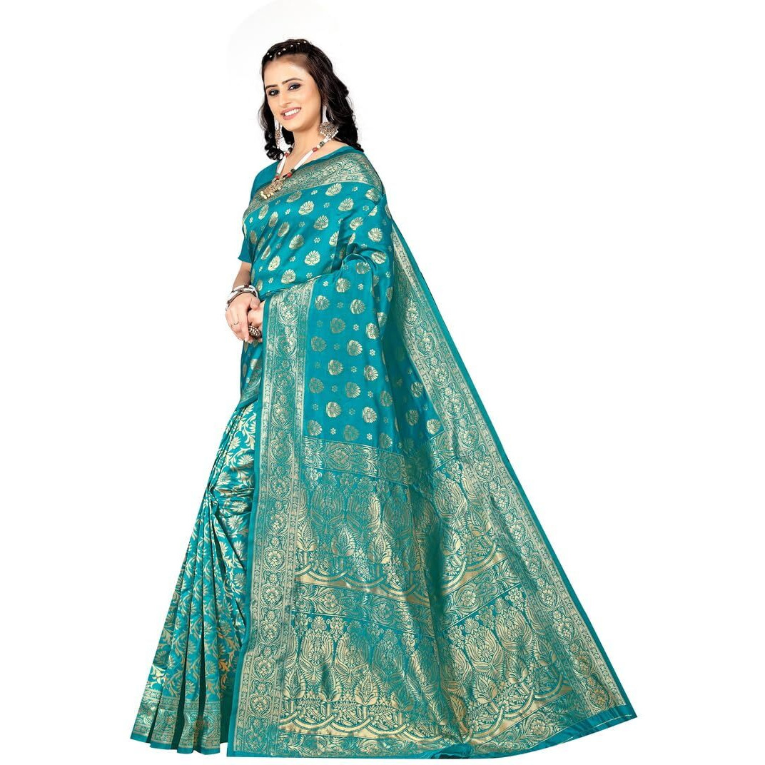Sugathari Womens Banarasi Saree Pure Kanjivaram Silk Saree Soft new ladies 2023 Design Wear Pattu Sarees Latest Cotton Party Sari collections With Blouse Piece for Wedding sadi (SAM PARI-161 RAMA)
