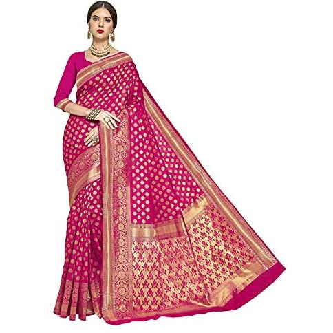 Glory Sarees Womens Kanchipuram Art Silk Saree With Blouse Piece (kara115rani_Rani)