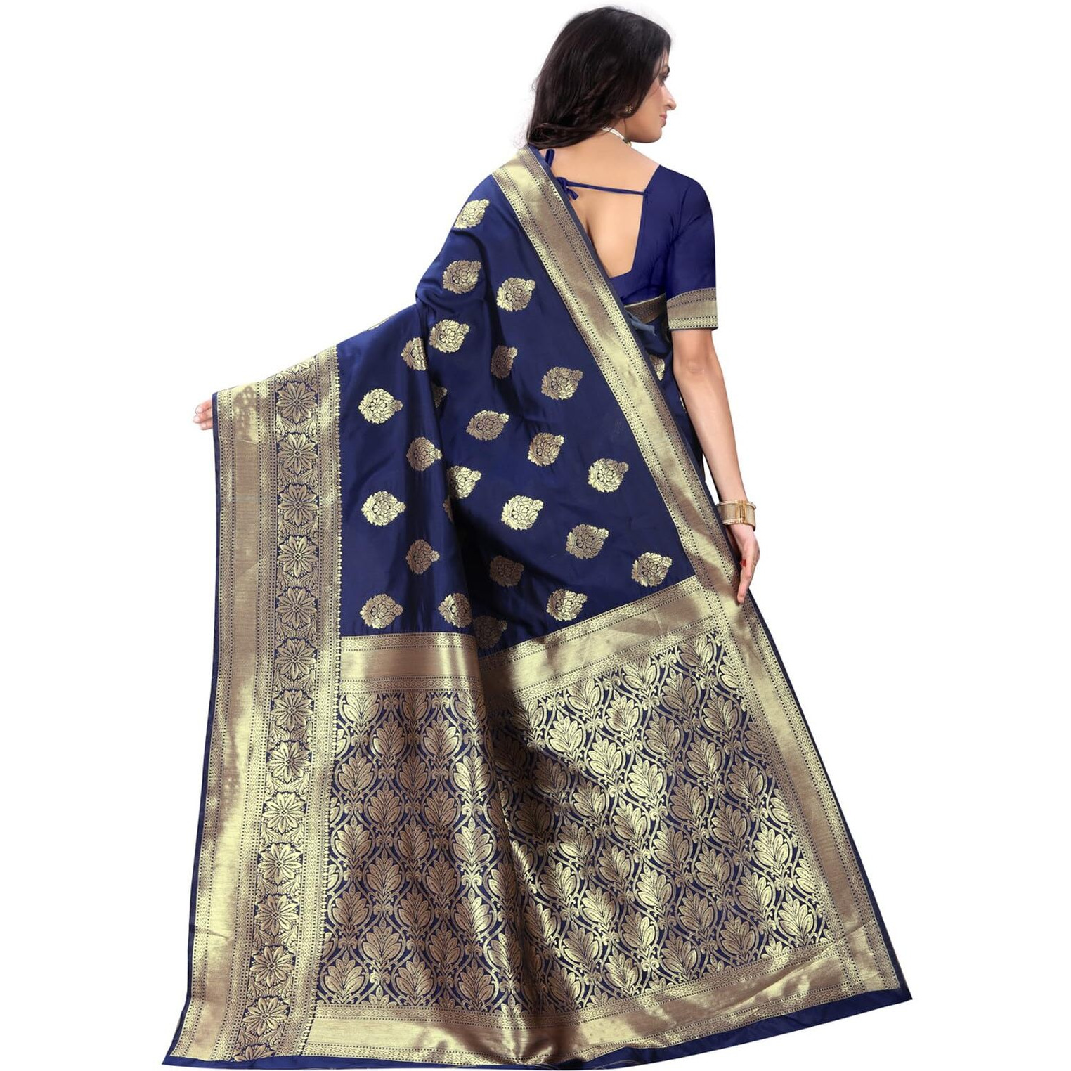 Sugathari Womens Banarasi Saree Pure Kanjivaram Silk Saree Soft new ladies 2023 Design Wear Pattu Sarees Latest Cotton Party Sari collections With Blouse Piece for Wedding sadi (PARI 6 N BLUE)