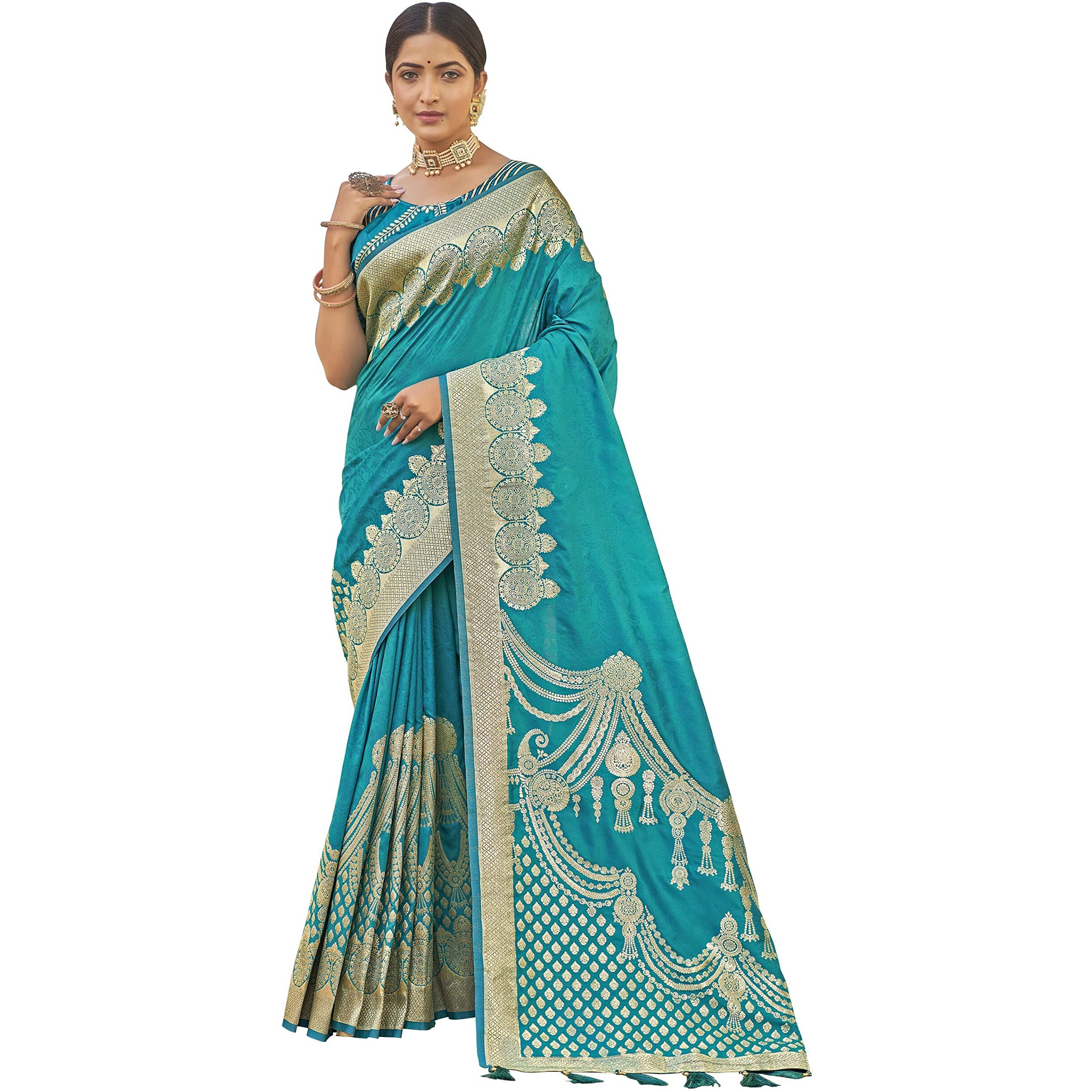 MANOHARI adorable woven pattern Banarasi Silk saree for women with Blouse Piece_MN1743