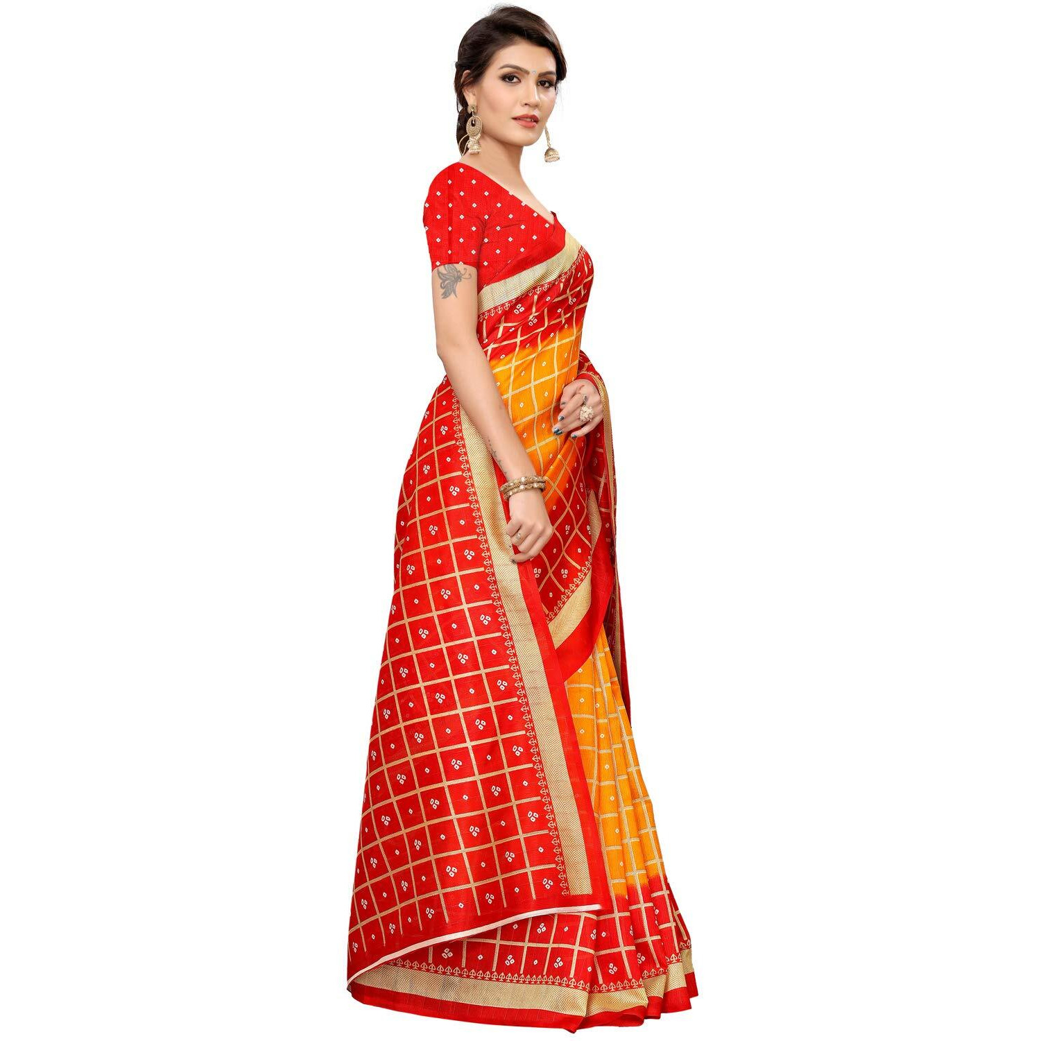 Satrani Women Art Silk Saree(1159ST88_Yellow_One Size)