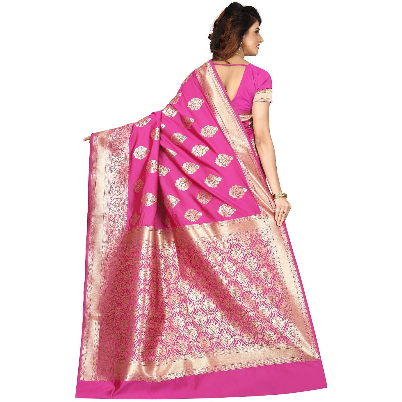 Sugathari Womens Banarasi Saree Pure Kanjivaram Silk Saree Soft new ladies 2023 Design Wear Pattu Sarees Latest Cotton Party Sari collections With Blouse Piece for Wedding sadi (PARI 6 RANI)