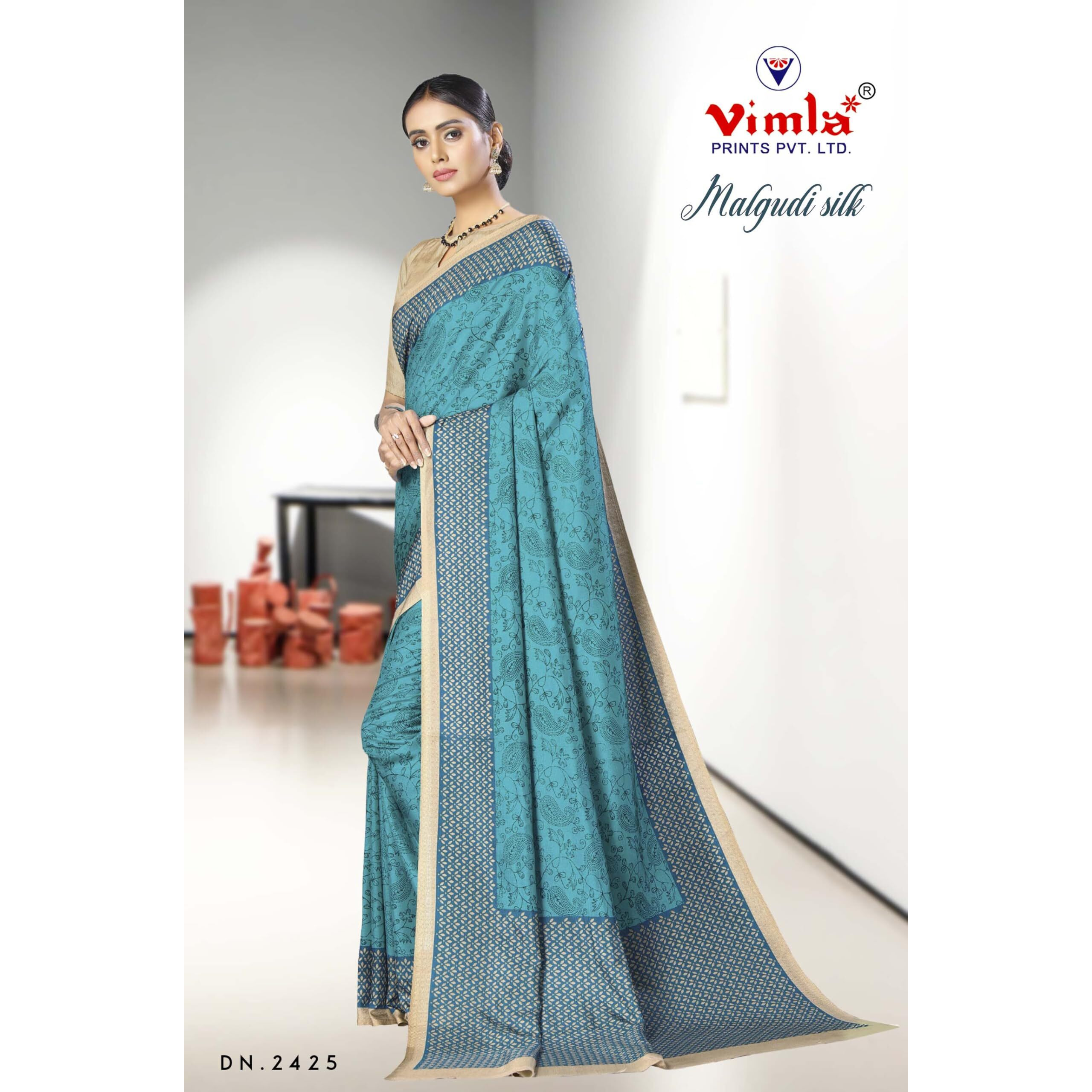 Vimla Womens Mysore Silk Art Saree (2425_24_Turquise)
