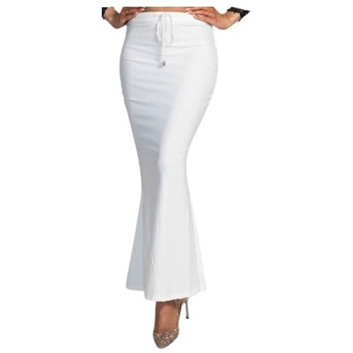BENE DE Womens 4Way Spandex Blend Saree Shapewear Petticoat for Women, Shapers for Womens Sarees (White - Small)