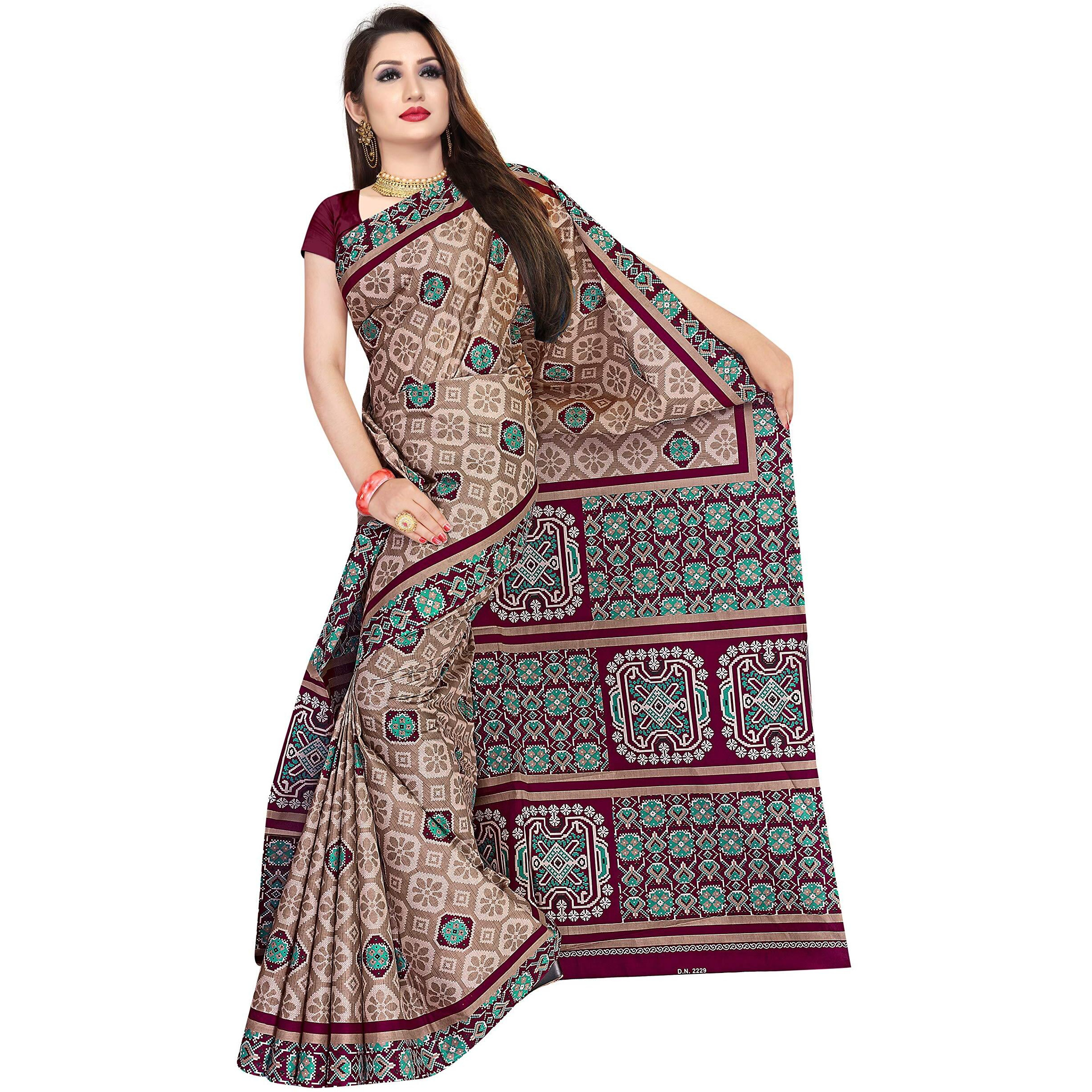 TAMAIRA FASHION Womens Plain Cotton Saree (2229_Beige)