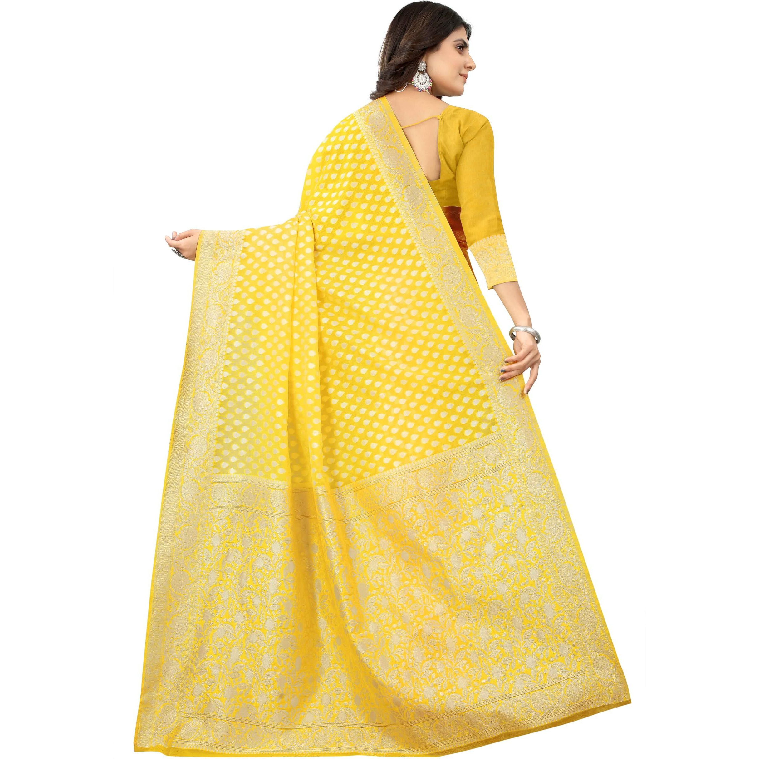 Sugathari Womens Banarasi Saree Pure Kanjivaram Silk Saree (SAM PARI-155 YELLOW)