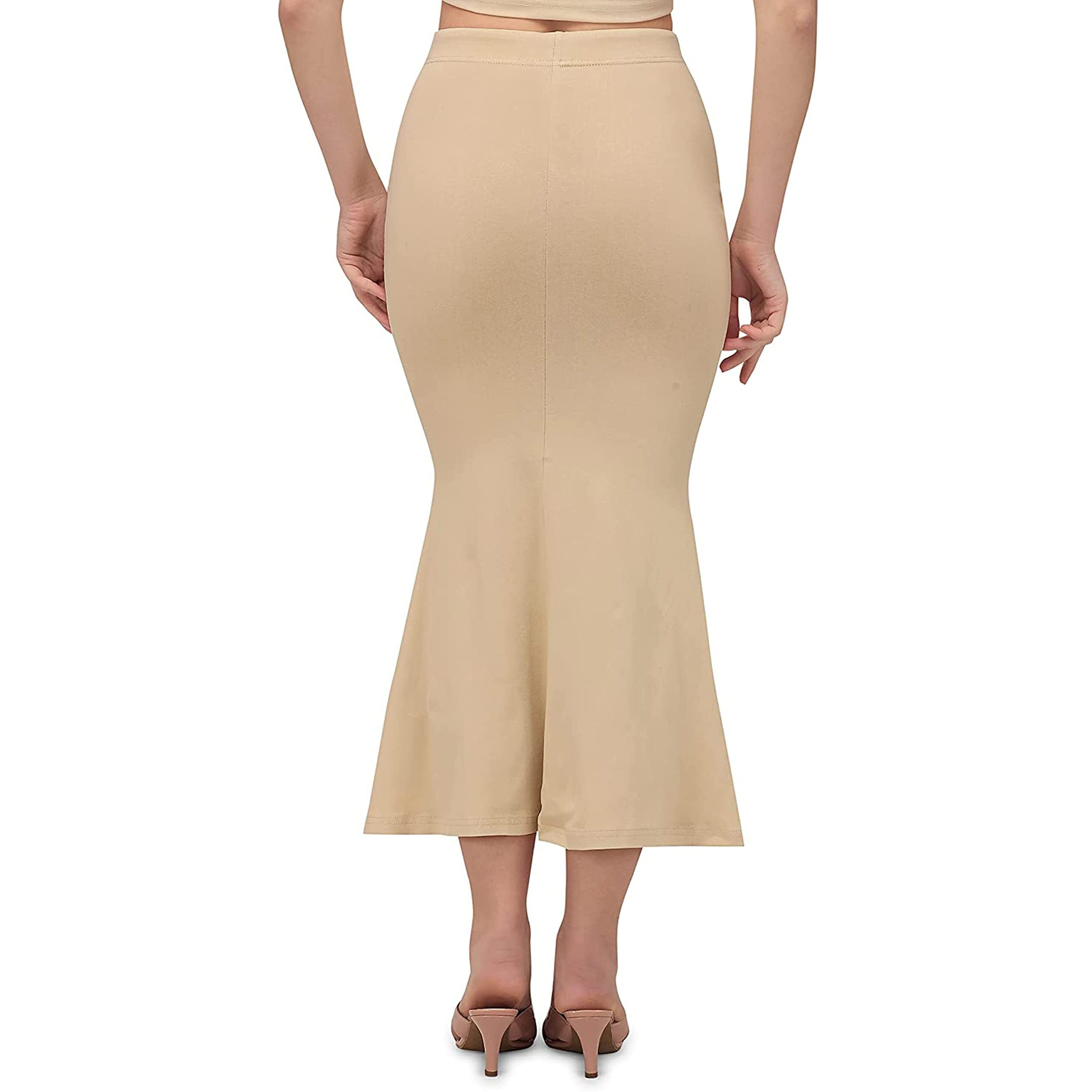 ECOMNEWGEN Silky Soft Stretchable Saree ShaperShapewearSaree Silhouette for Women (Cha1_Cream XL)