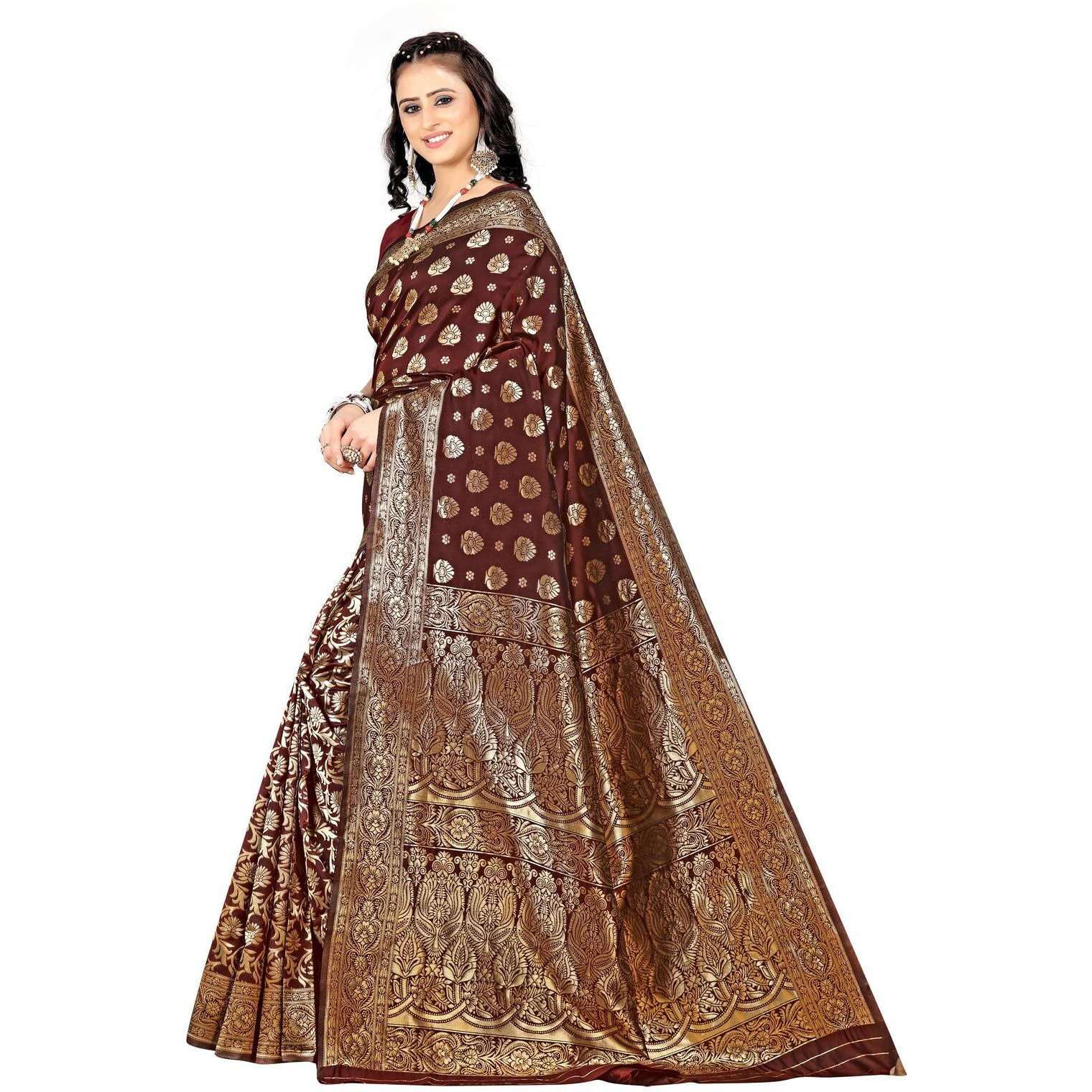 Sugathari Womens Banarasi Saree Pure Kanjivaram Silk Saree Soft new ladies 2023 Design Wear Pattu Sarees Latest Cotton Party Sari collections With Blouse Piece for Wedding sadi (SAM PARI-161 MAROON)