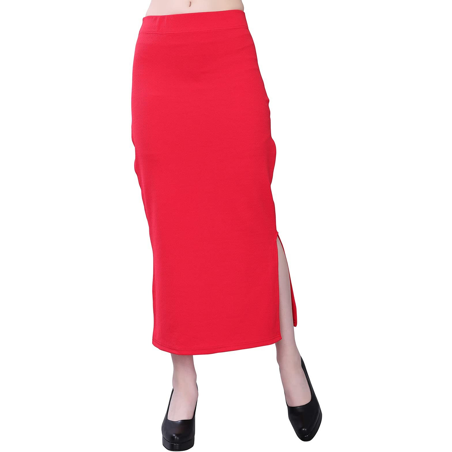 Selvia Womens Lycra Full Elastic Saree Shapewear Patticoat (180TKN114-L_Dark Red)