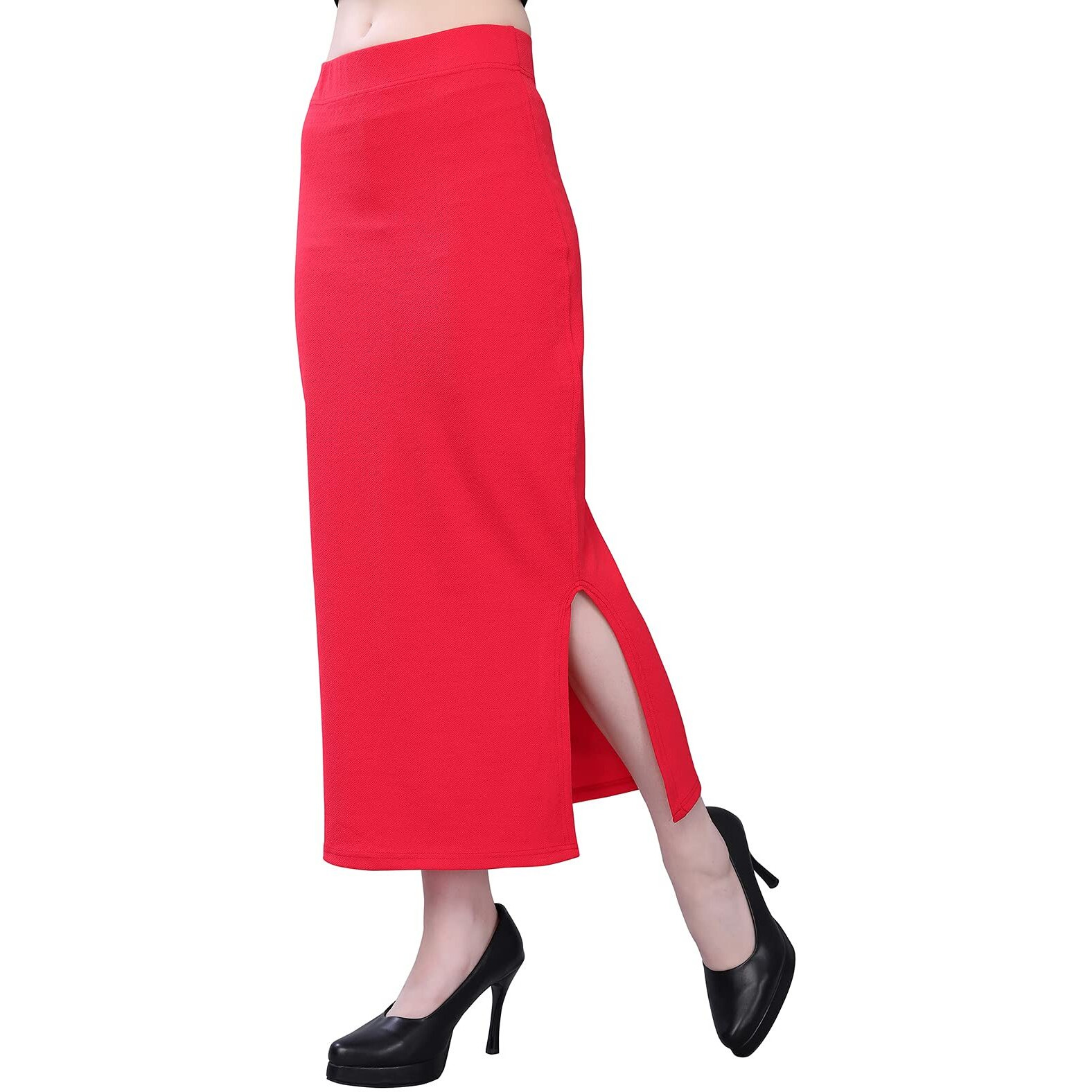 Selvia Womens Lycra Full Elastic Saree Shapewear Patticoat (180TKN114-L_Dark Red)