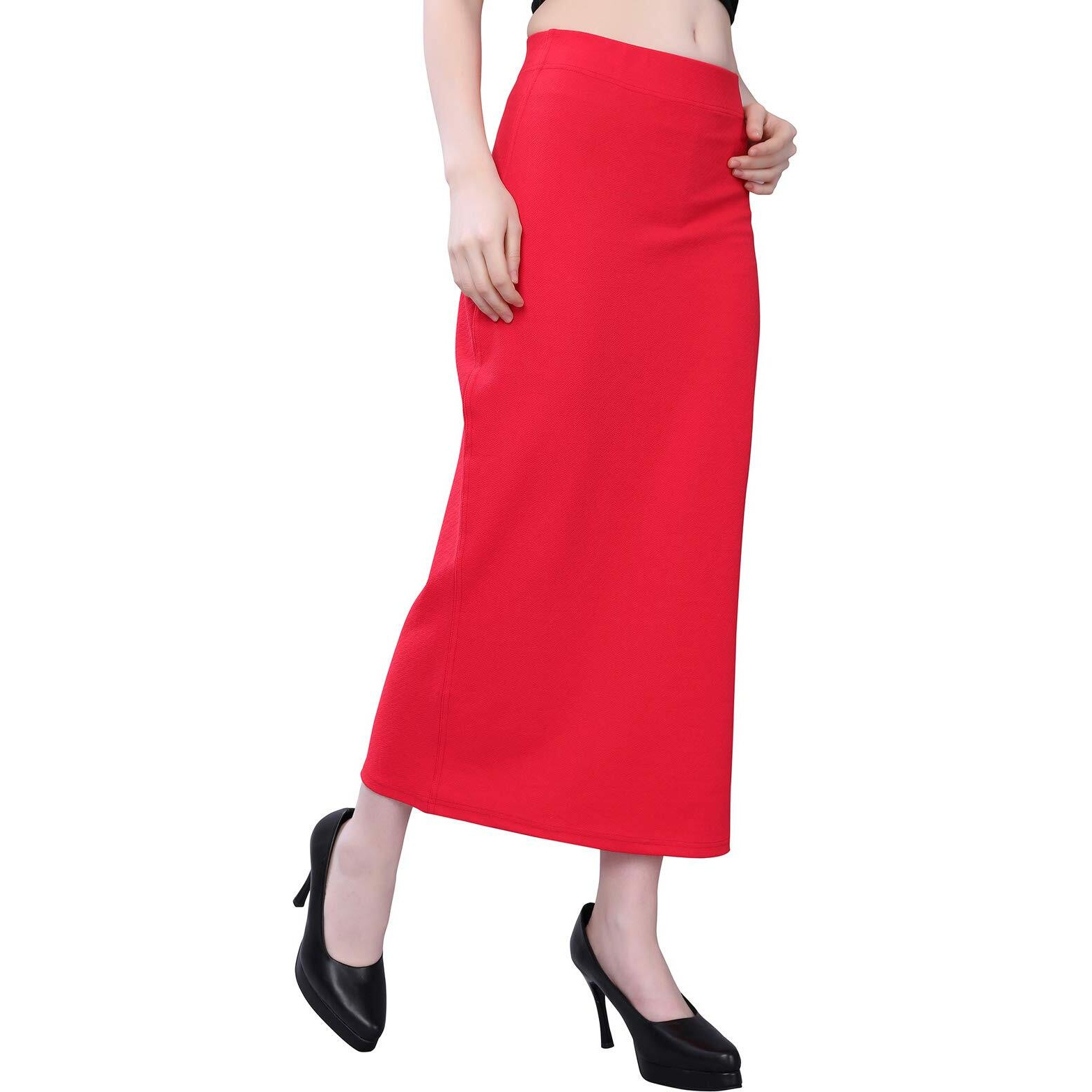 Selvia Womens Lycra Full Elastic Saree Shapewear Patticoat (180TKN114-L_Dark Red)