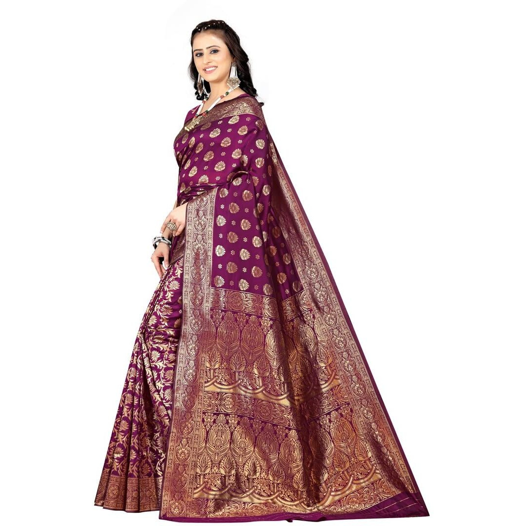 Sugathari Womens Banarasi Saree Pure Kanjivaram Silk Saree (SAM PARI-161 PURPLE)