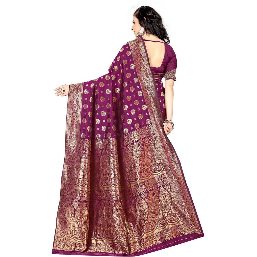 Sugathari Womens Banarasi Saree Pure Kanjivaram Silk Saree (SAM PARI-161 PURPLE)
