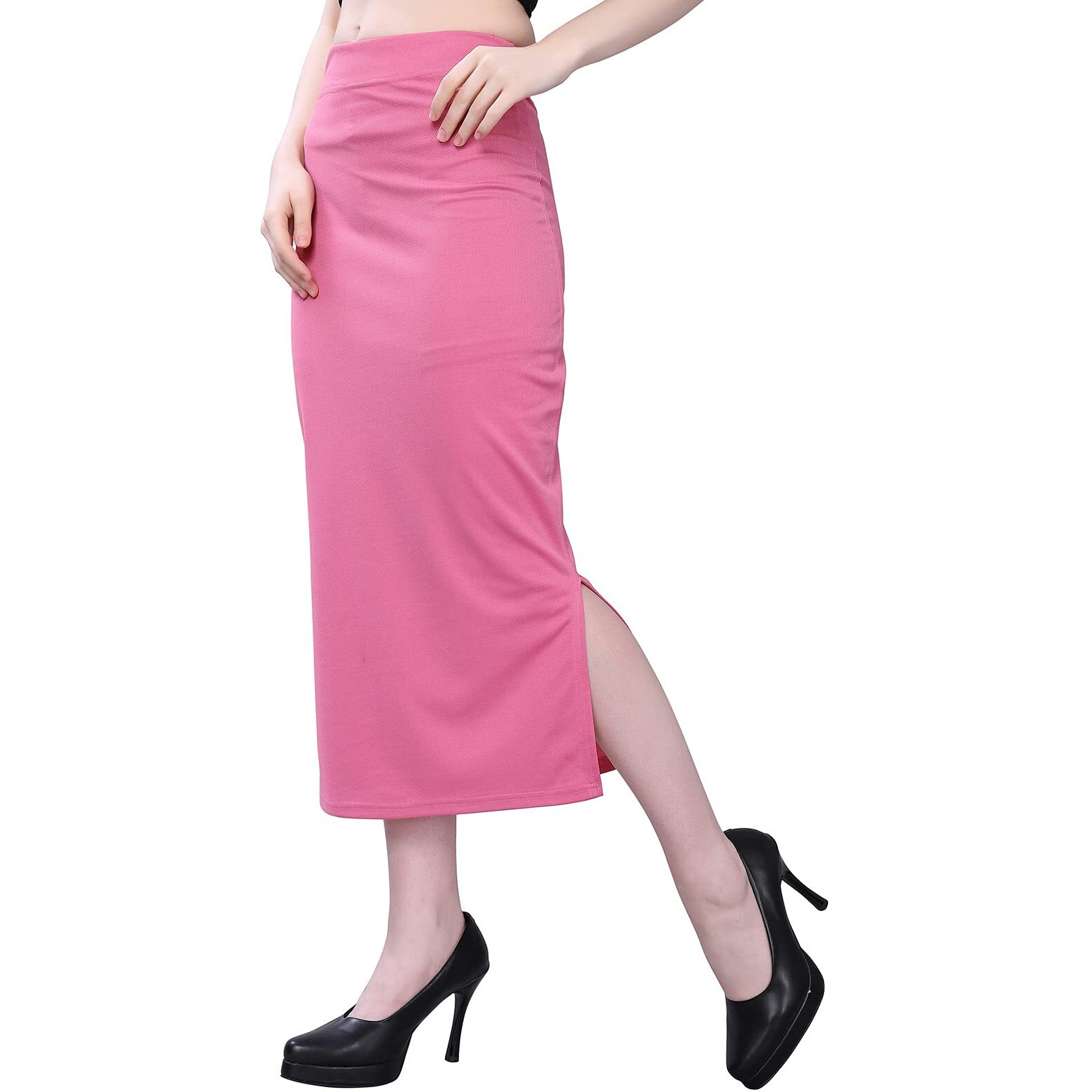 Selvia Womens Lycra Full Elastic Saree Shapewear Patticoat (180TKN111-S_Pink)