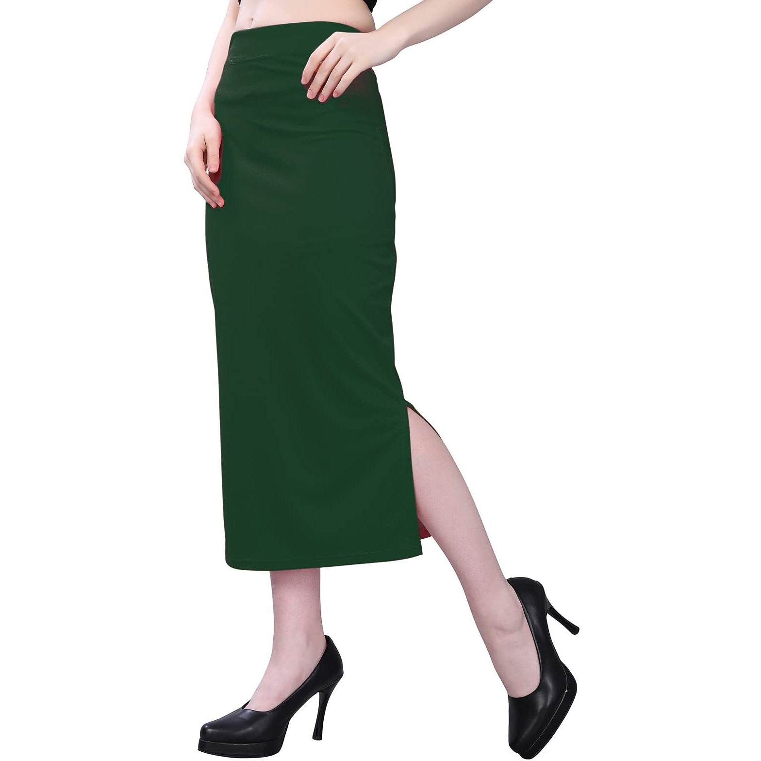 Selvia Womens Lycra Full Elastic Saree Shapewear Patticoat(180TK120N-XXL_Bottal Green)