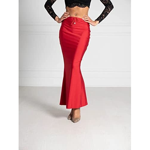 BENE DE Womens 4Way Spandex Blend Saree Shapewear Petticoat for Women, Shapers for Womens Sarees (Red - Medium)
