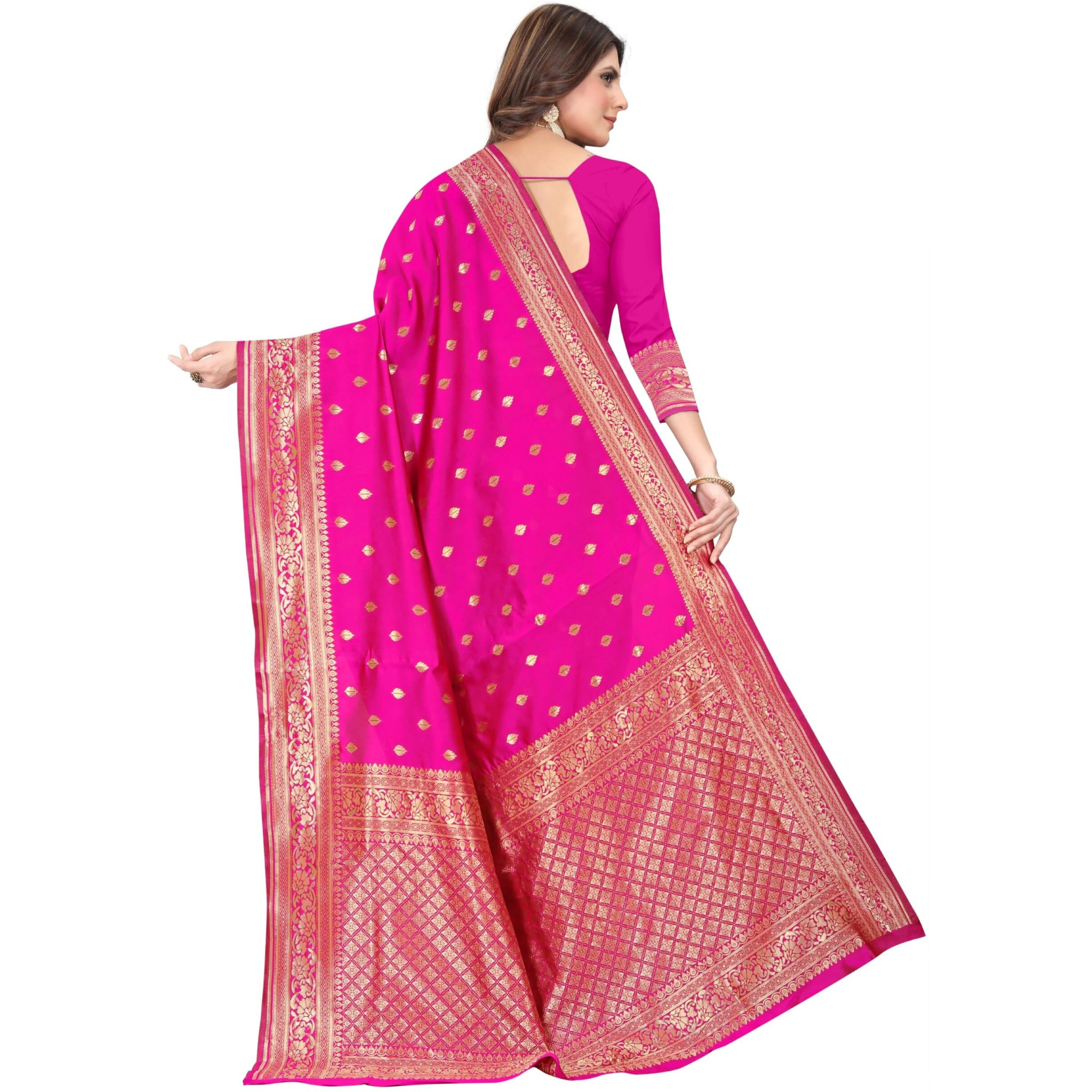 C J Enterprise Womens Pure Kanjivaram Silk Saree Soft Banarasi Design Wear Kanchipuram Pattu Sarees Latest Party Cotton Sari collections With Blouse Piece for Wedding sadi 2024 2023 (Pari159 Rani)