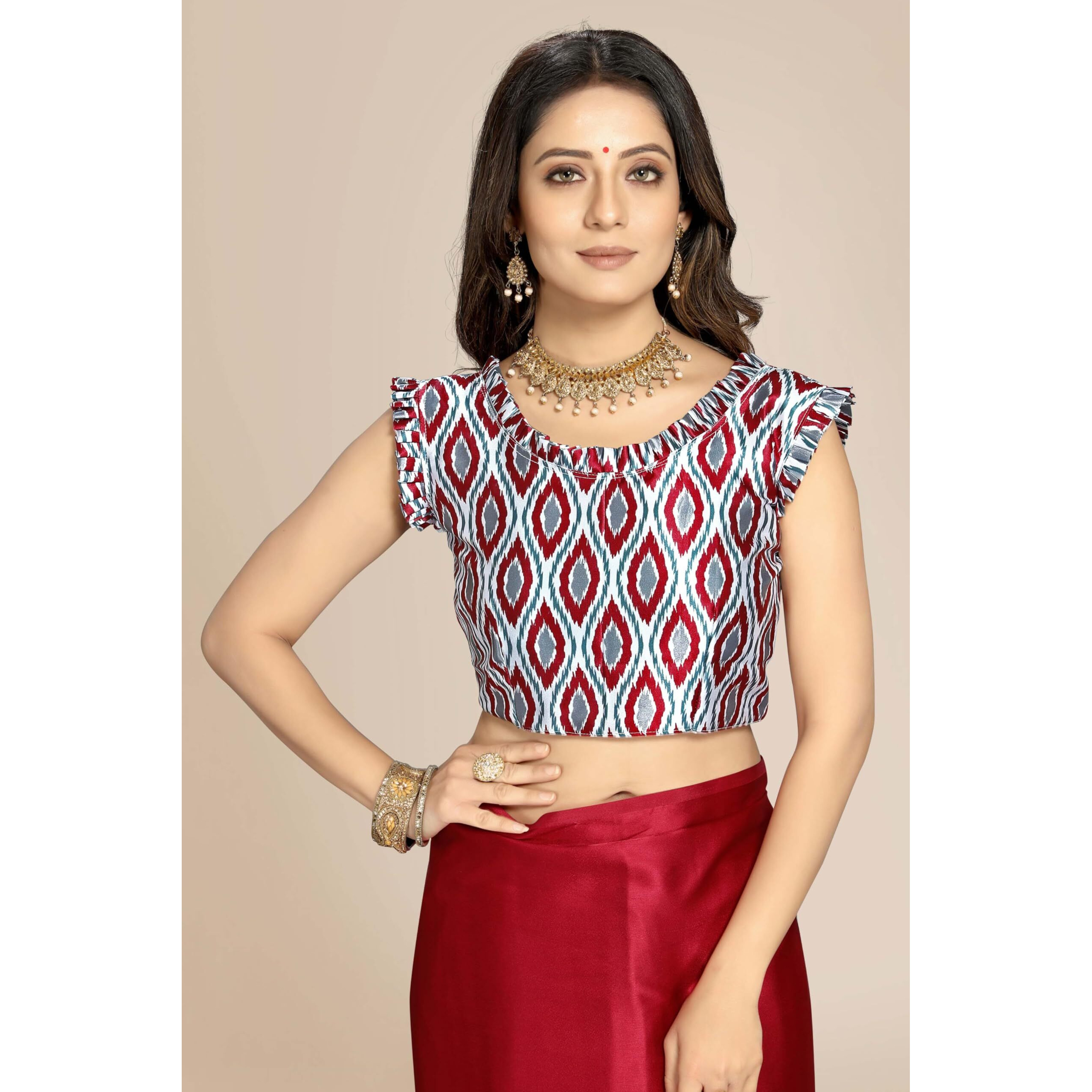 Cloud walker Women Soft Satin Silk Saree With Digital Printed Unstiched Blouse Piece(5.5m Saree +0.8m Blouse Piece). (MAROON)