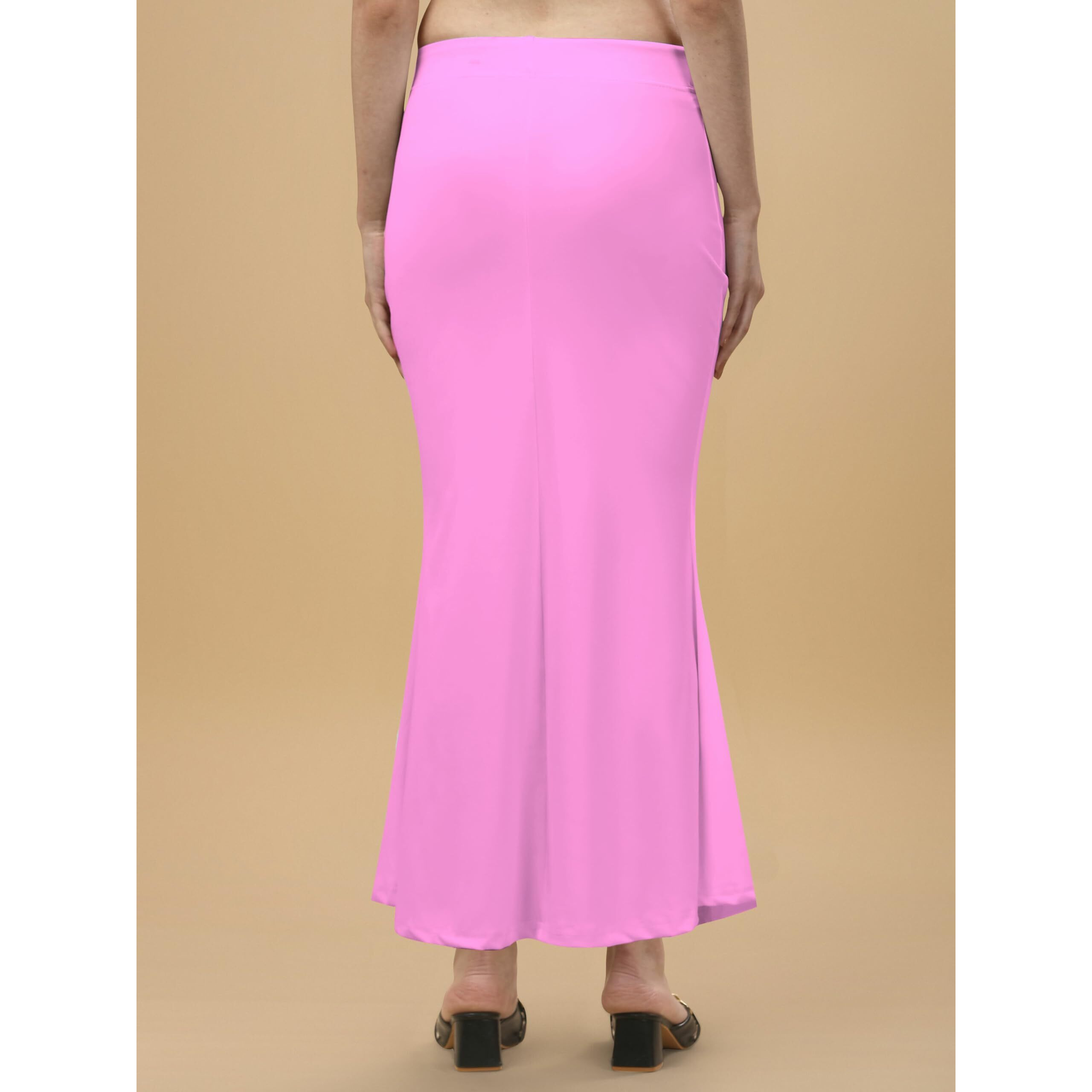 WOO THING Lycra Fishcut Saree Shapewear Stretchable Petticoat for Women Shapewear Dress for Saree (XL, Baby Pink)