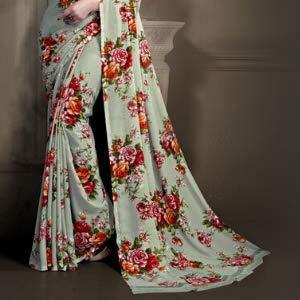 Mermaid Ocean Womens Georgette Saree With Blouse Piece (ME0213_Pista)