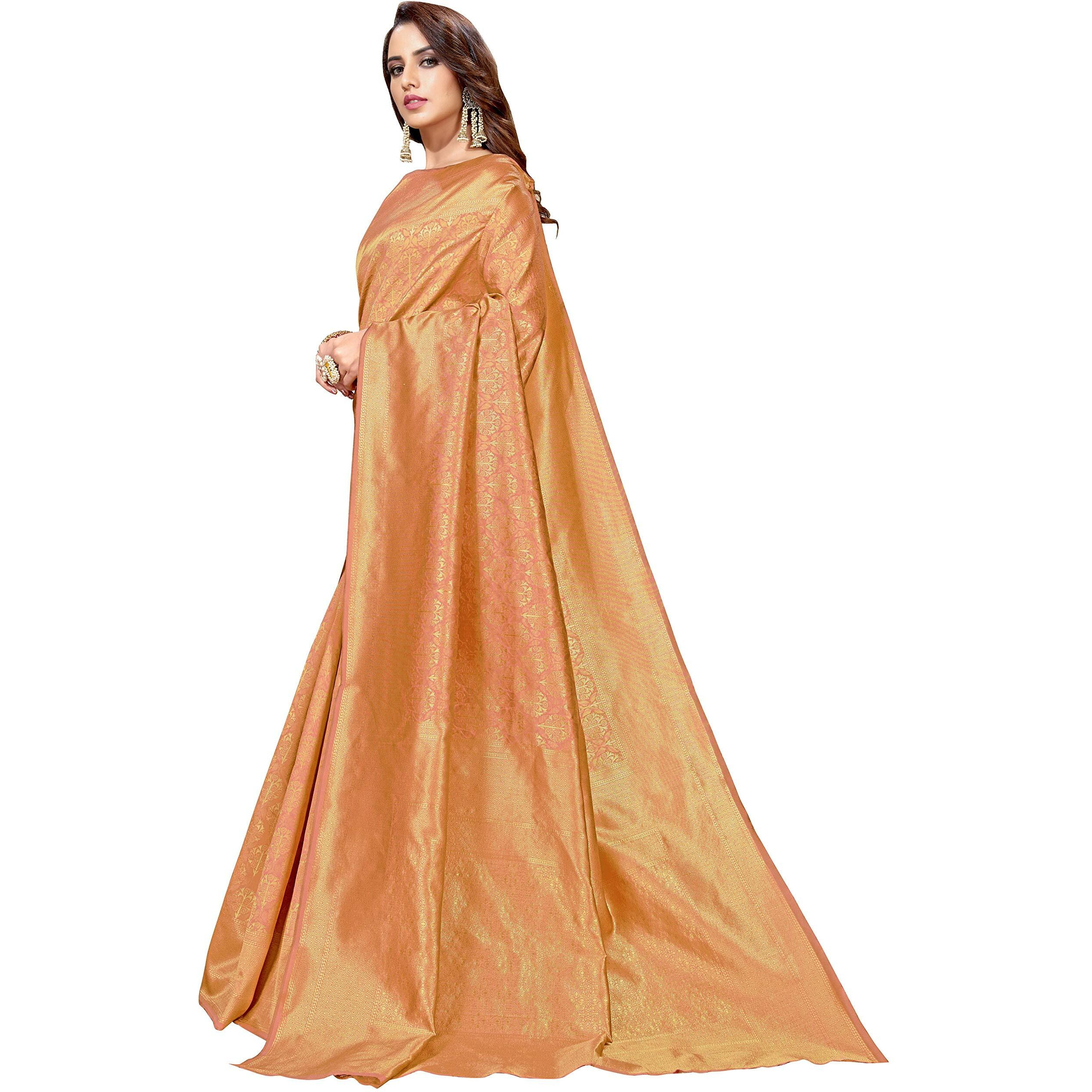Glory Sarees Womens Kanchipuram Silk Saree With Blouse Piece (kara102copper_Brown)