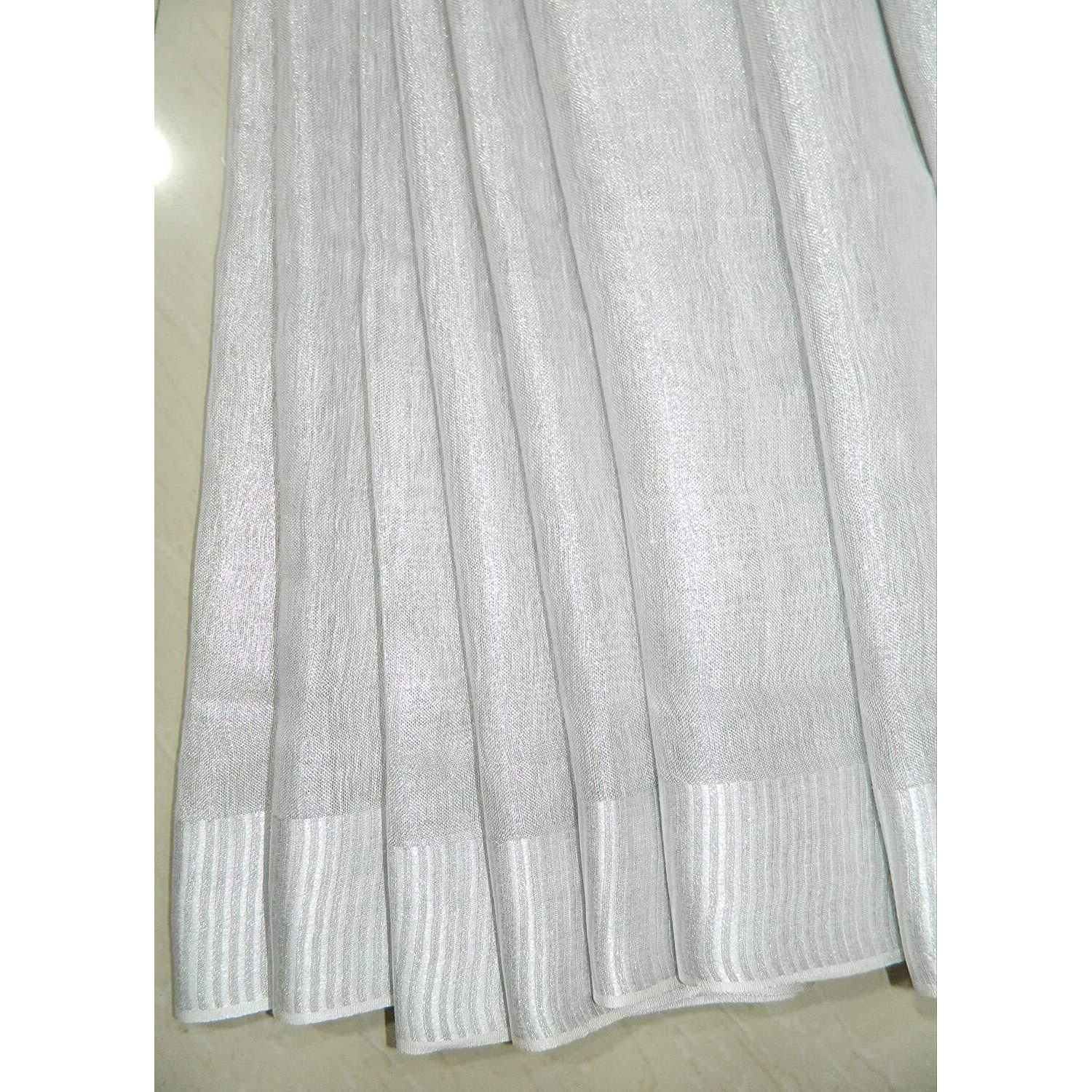 HAIDER ALI AND SONS Pure Tissue Linen Ethnic Wear Saree with Blouse for Every Occasion for Girls and Women (Pack of 1-Silver)