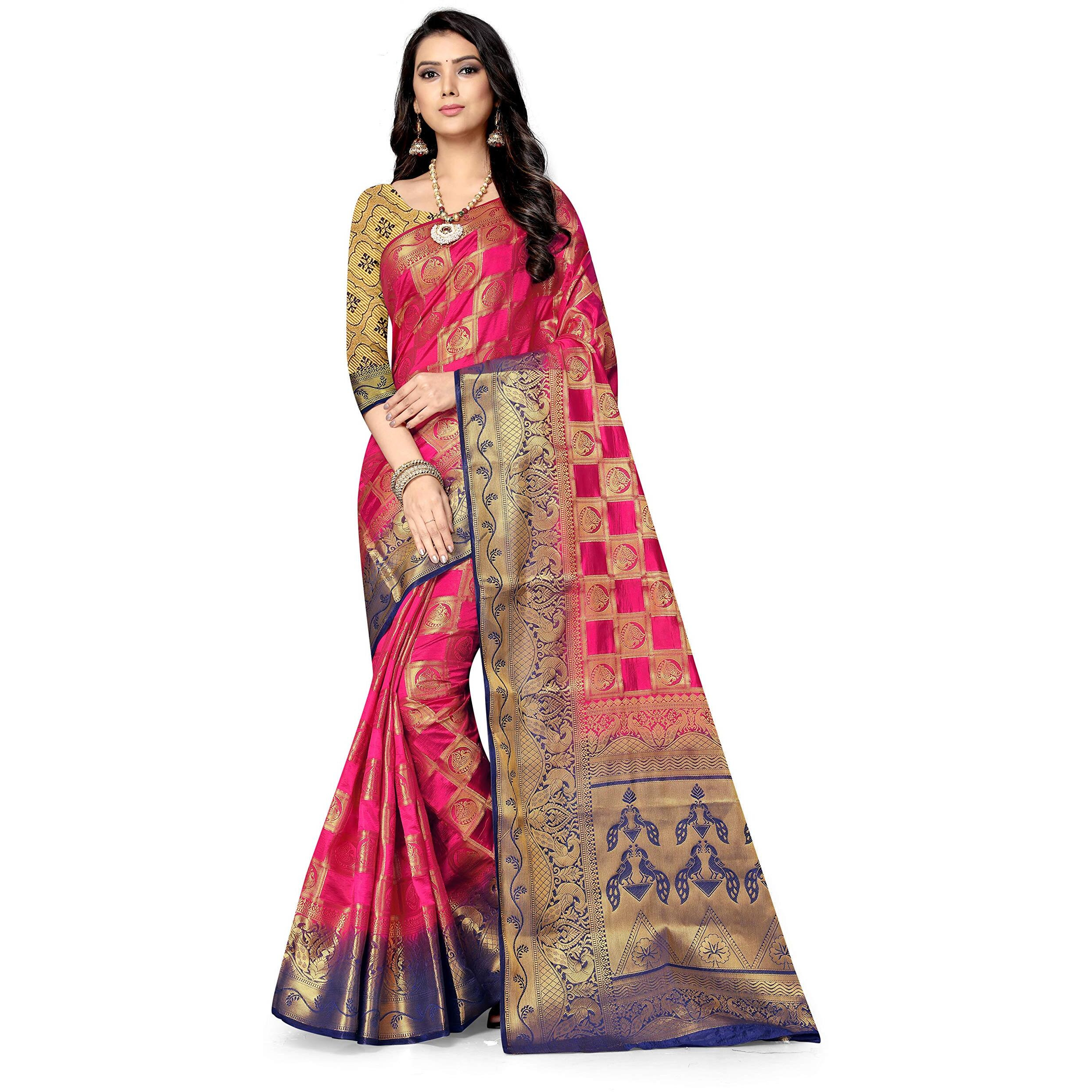 SERONA FABRICS Womens Banarasi Art Silk Saree With Blouse Piece (SERONA681__Pink)