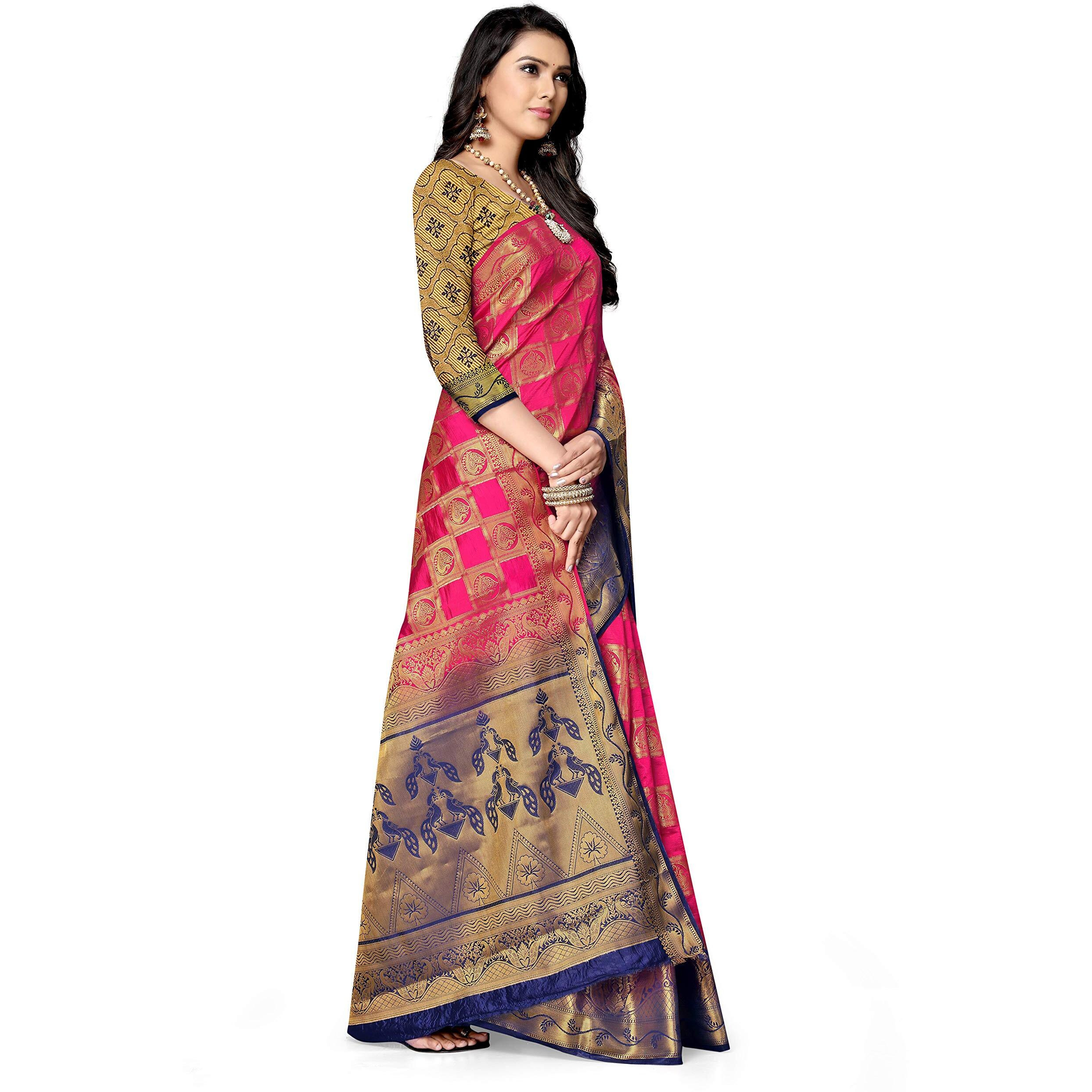SERONA FABRICS Womens Banarasi Art Silk Saree With Blouse Piece (SERONA681__Pink)