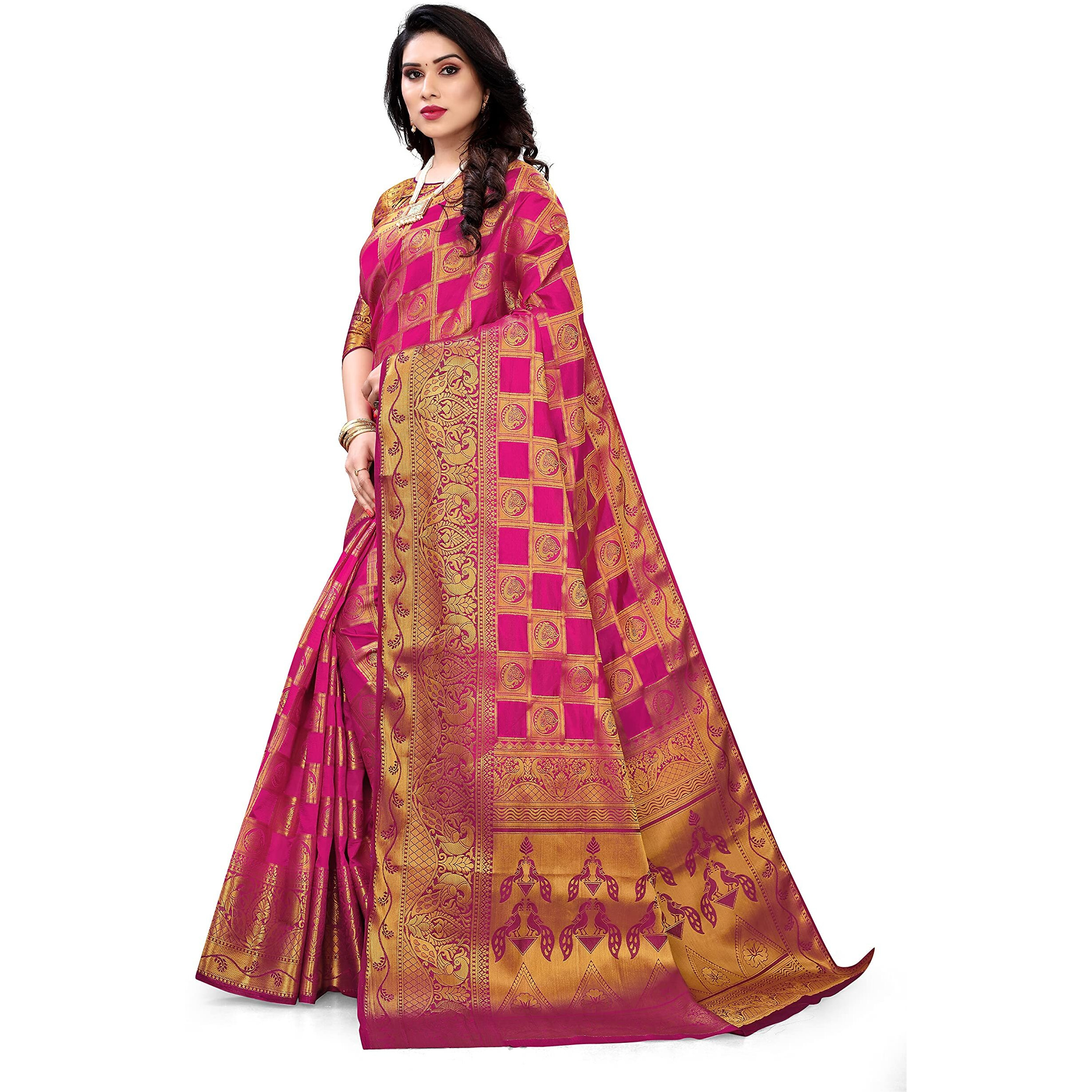 SERONA FABRICS Womens Banarasi Art Silk Saree With Blouse Piece (SERONA1144__Light Pink)