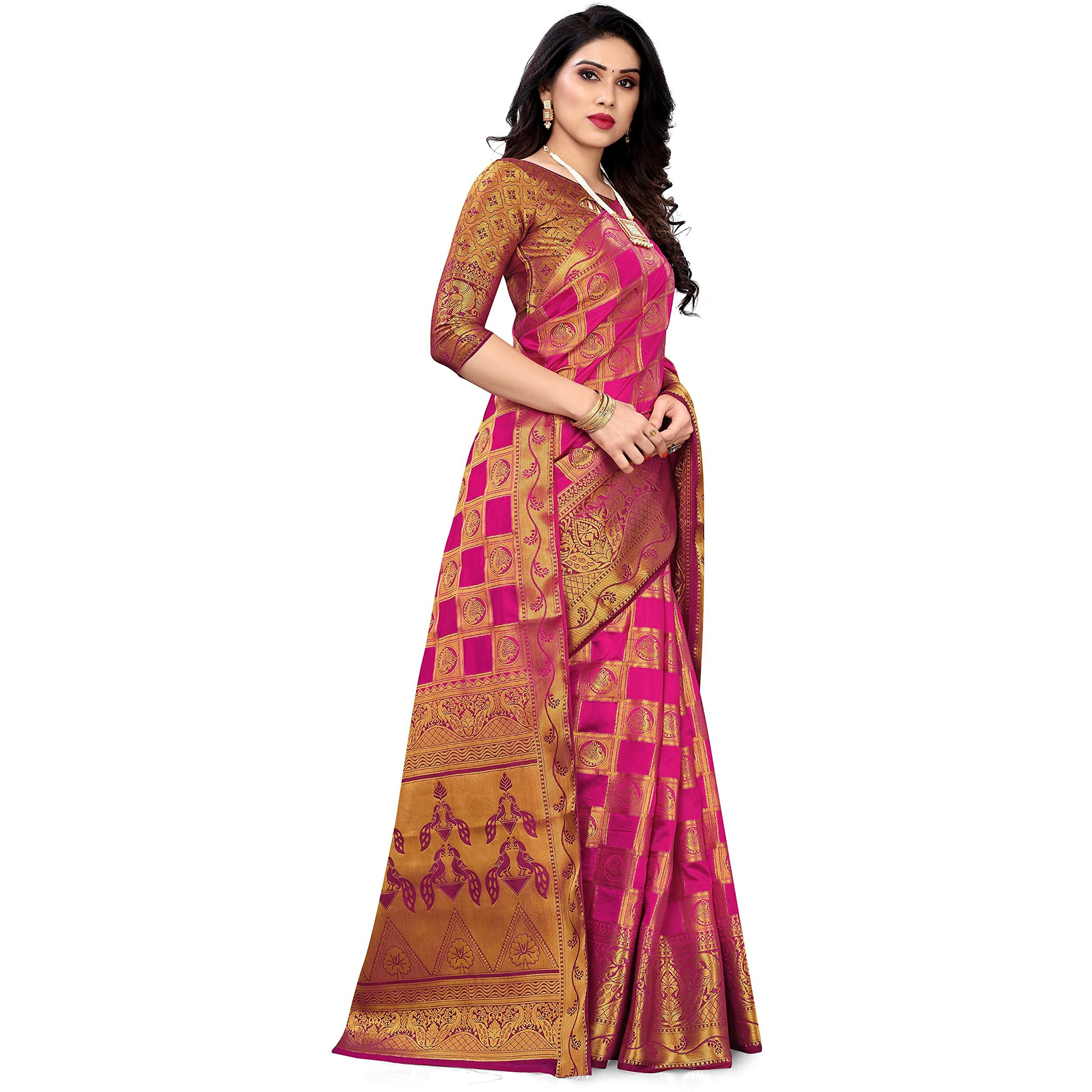 SERONA FABRICS Womens Banarasi Art Silk Saree With Blouse Piece (SERONA1144__Light Pink)