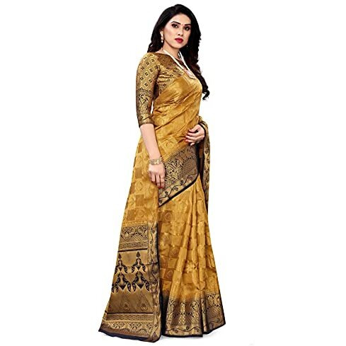SERONA FABRICS Womens Banarasi Art Silk Saree With Blouse Piece (SERONA1141__Gold)