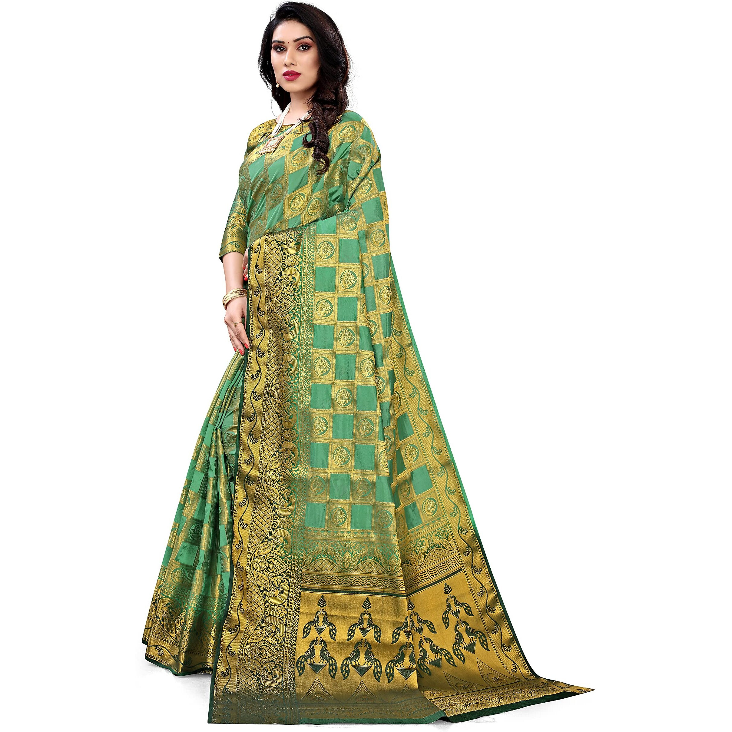 SERONA FABRICS Womens Banarasi Art Silk Saree With Blouse Piece (SERONA1142__Light Green)