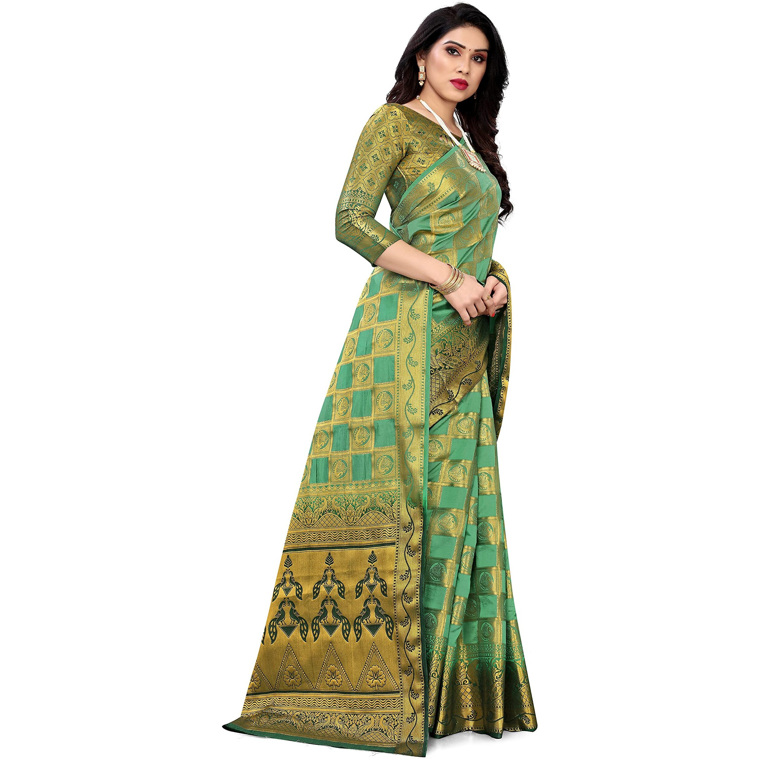 SERONA FABRICS Womens Banarasi Art Silk Saree With Blouse Piece (SERONA1142__Light Green)