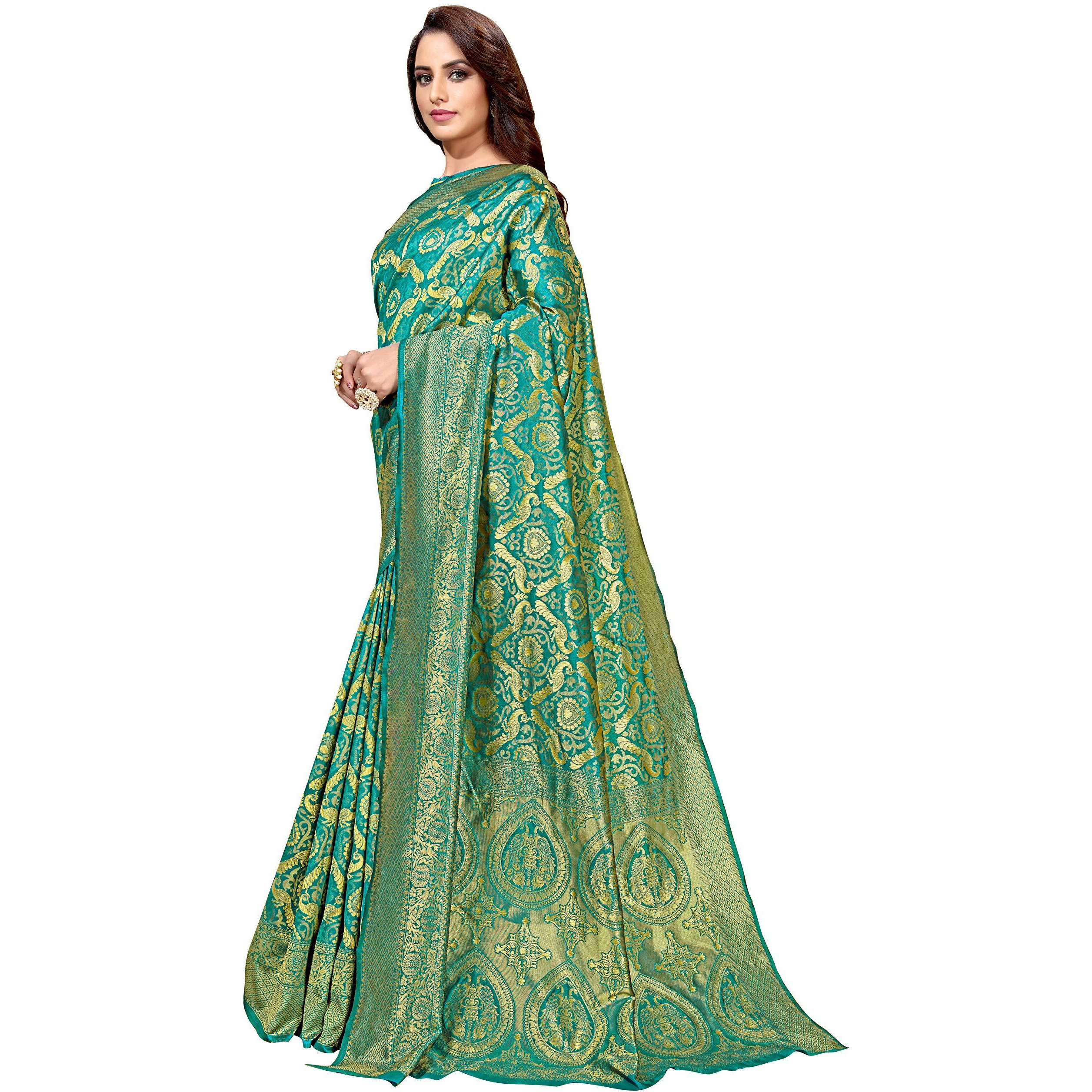 Glory Sarees Womens Kanchipuram Art Silk Saree(kara104rama_Rama Green)