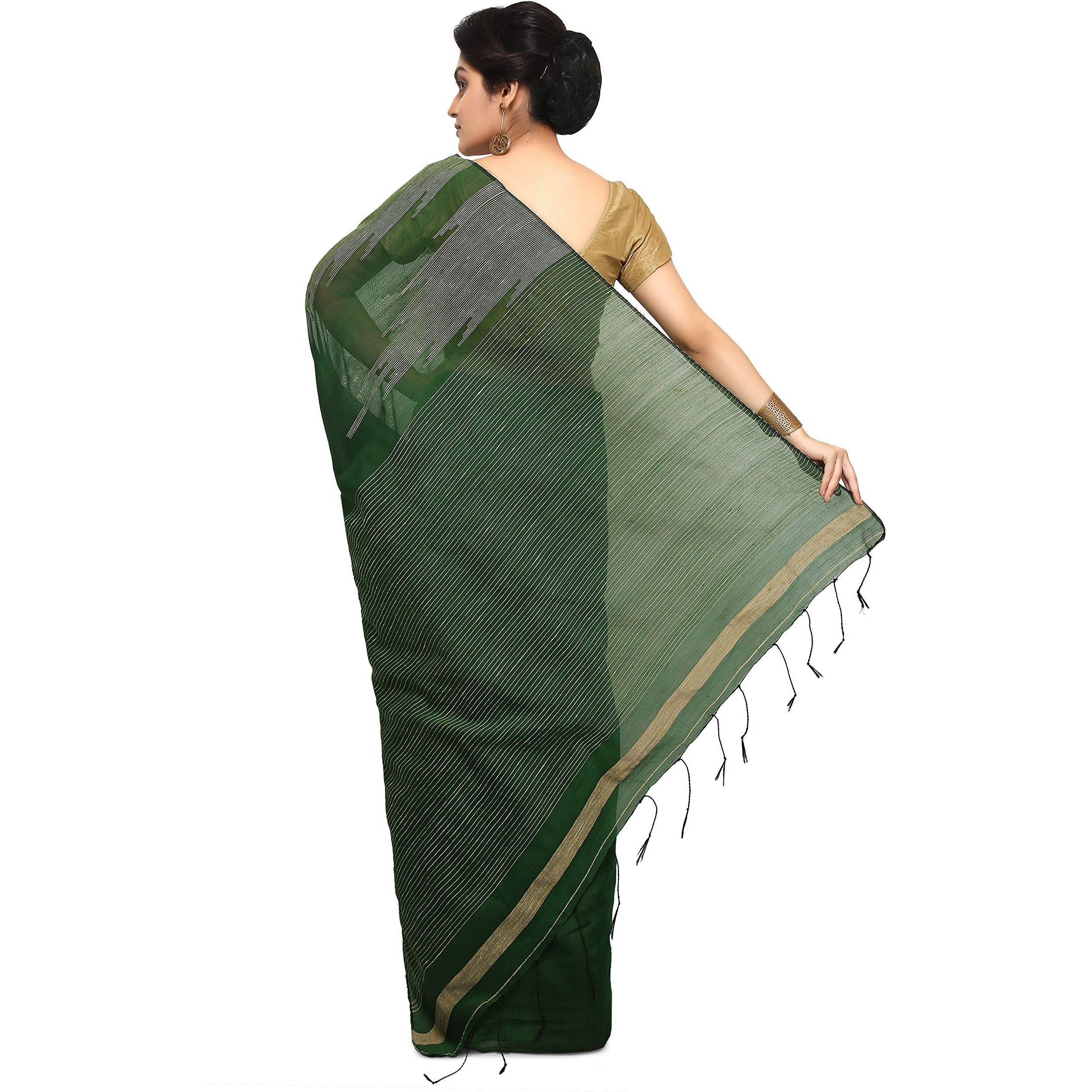 BENGAL HANDLOOM Traditional Handloom Temple border Sea Blue Colour Saree