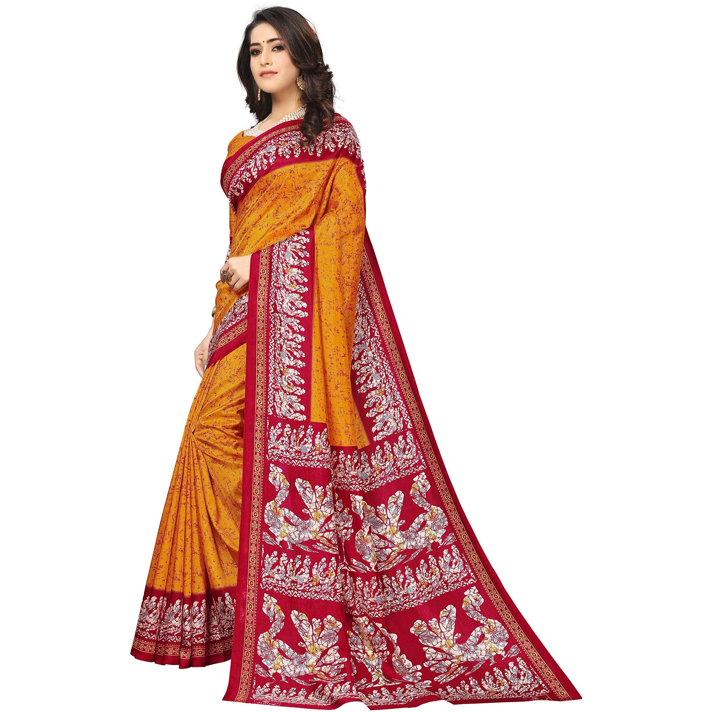 Vimla Womens Red Malgudi Art Silk Uniform Saree with Blouse Piece (2315_Red)