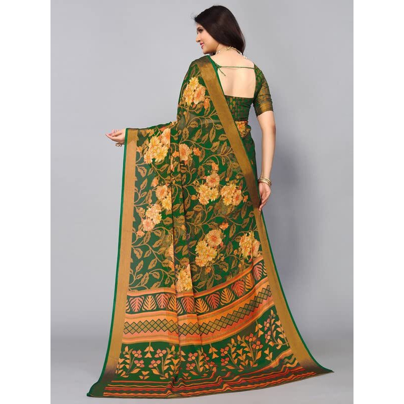 Satrani Womens Woven Brasso Saree (2722S867N_Green & Multi)