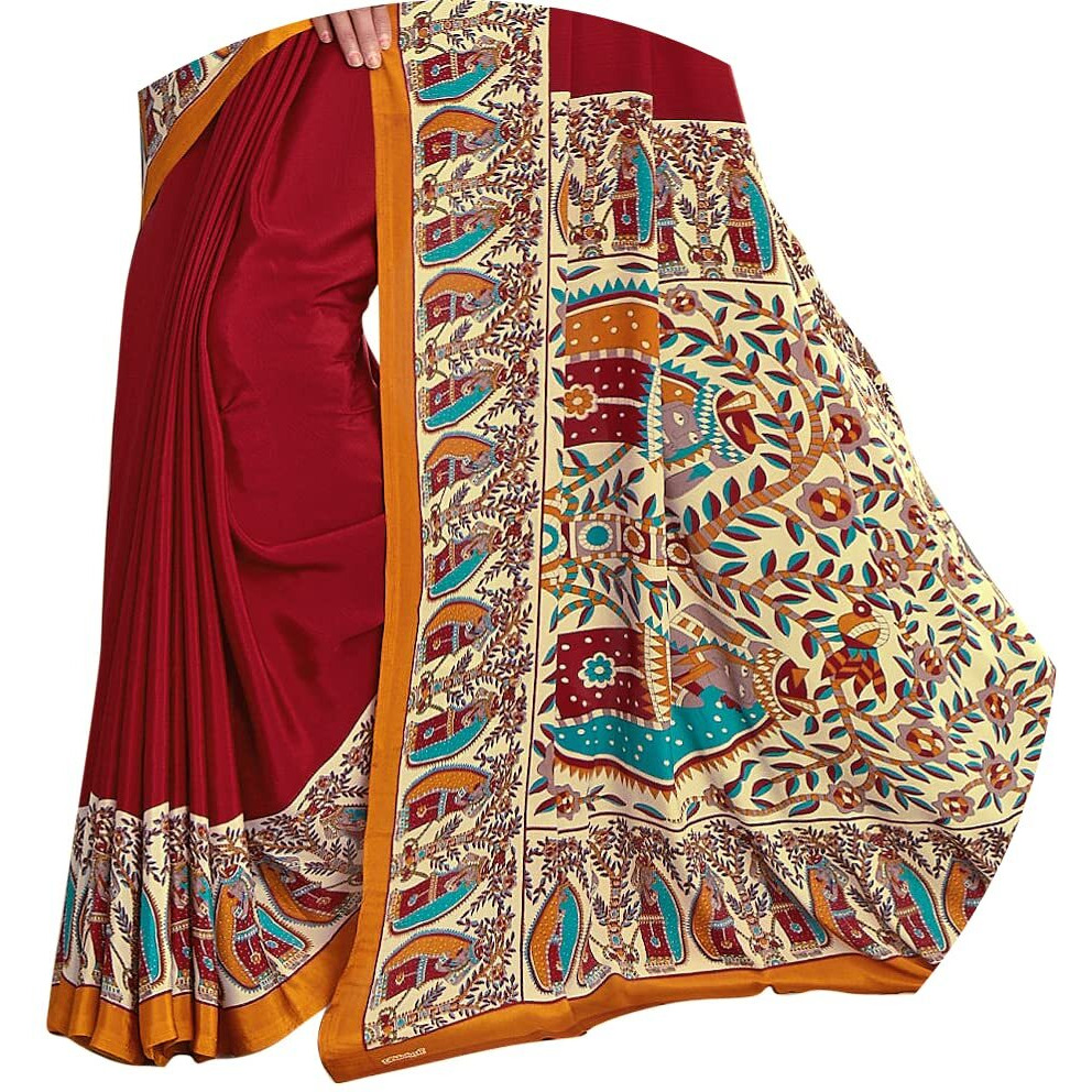 Jaanvi fashion Womens Crepe Saree With Unstitched Blouse Piece(pearl-silk-9009-a)